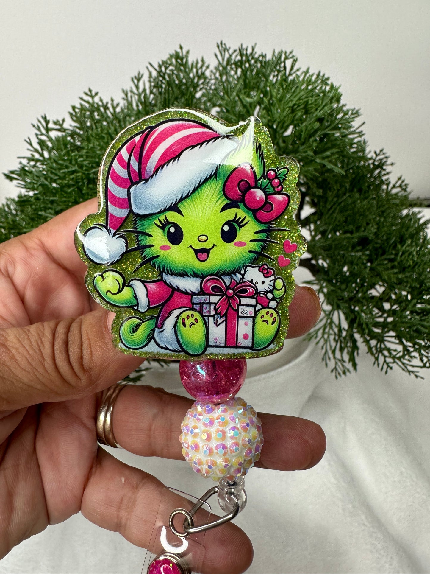 Kitty Grinch Badge Reel