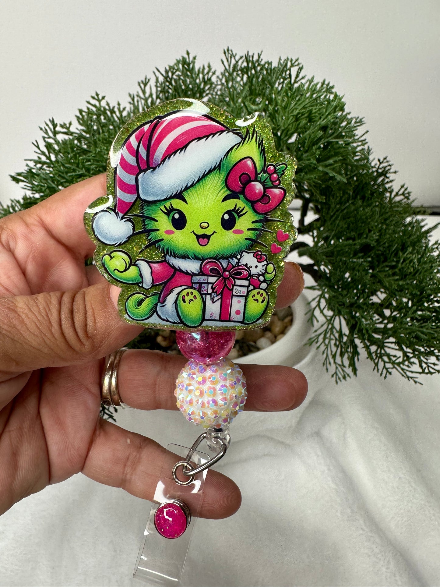 Kitty Grinch Badge Reel