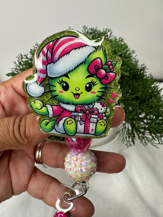 Kitty Grinch Badge Reel