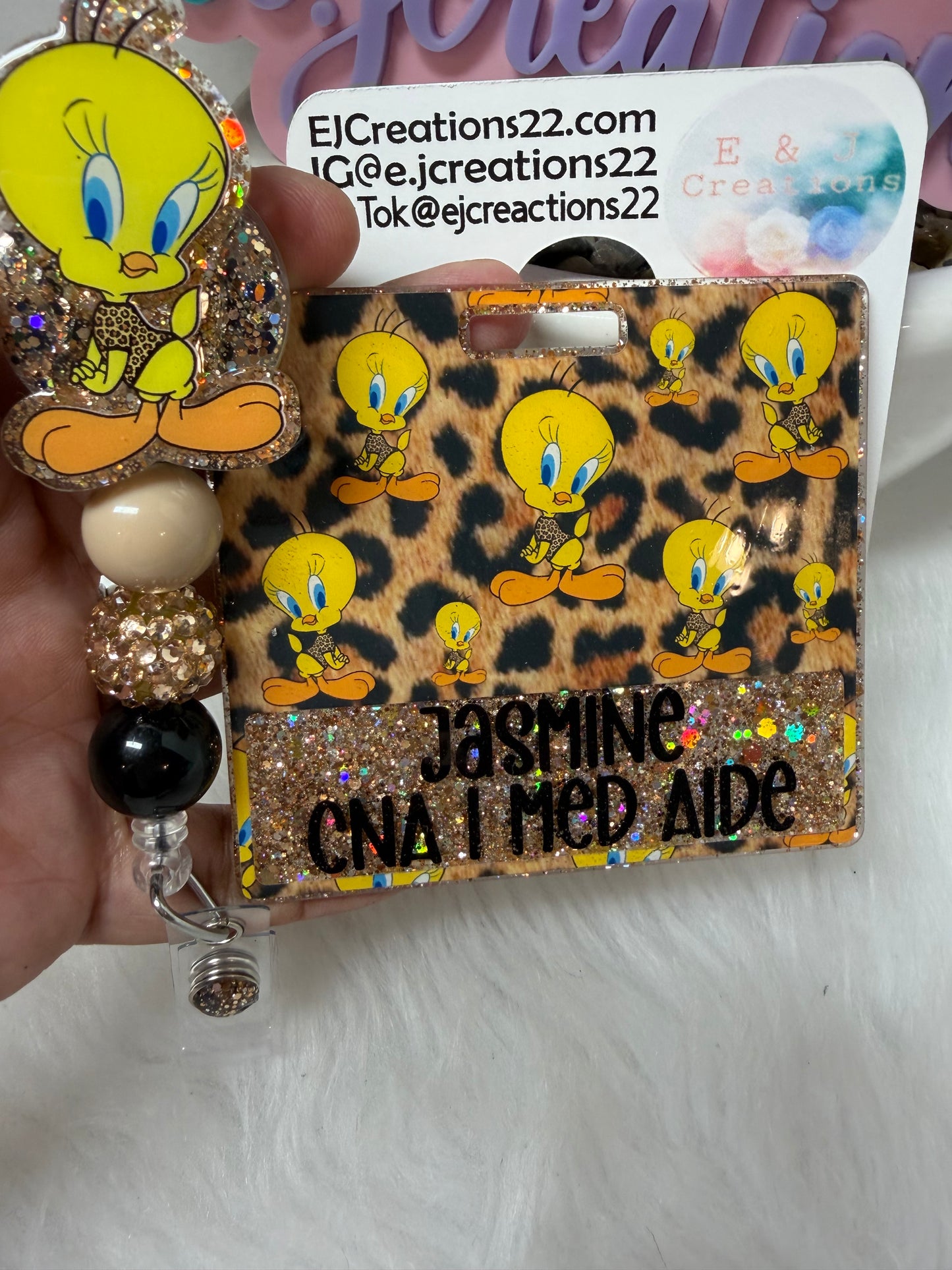 Cute Birdie Leopard Badge Buddy Set