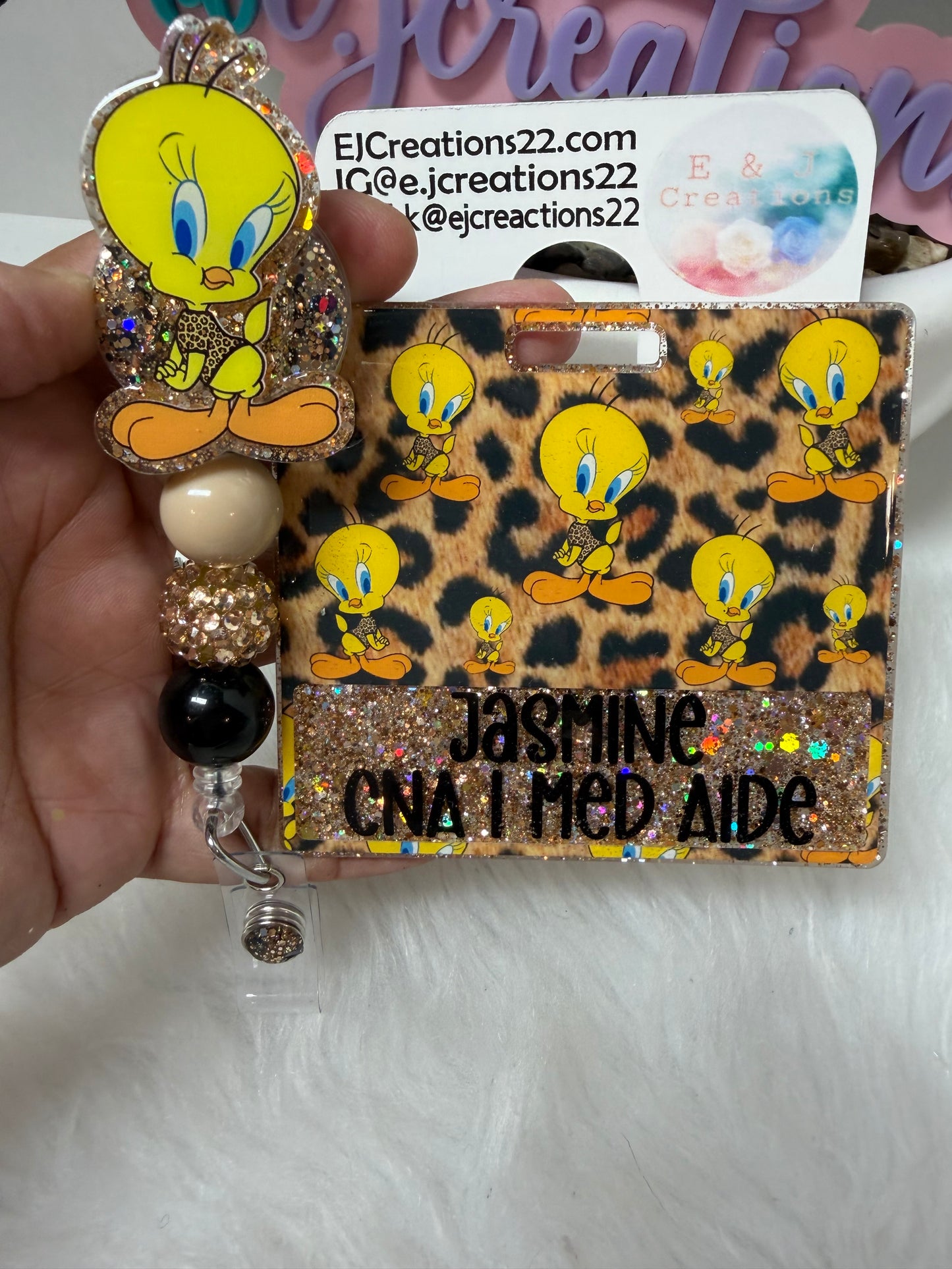 Cute Birdie Leopard Badge Buddy Set