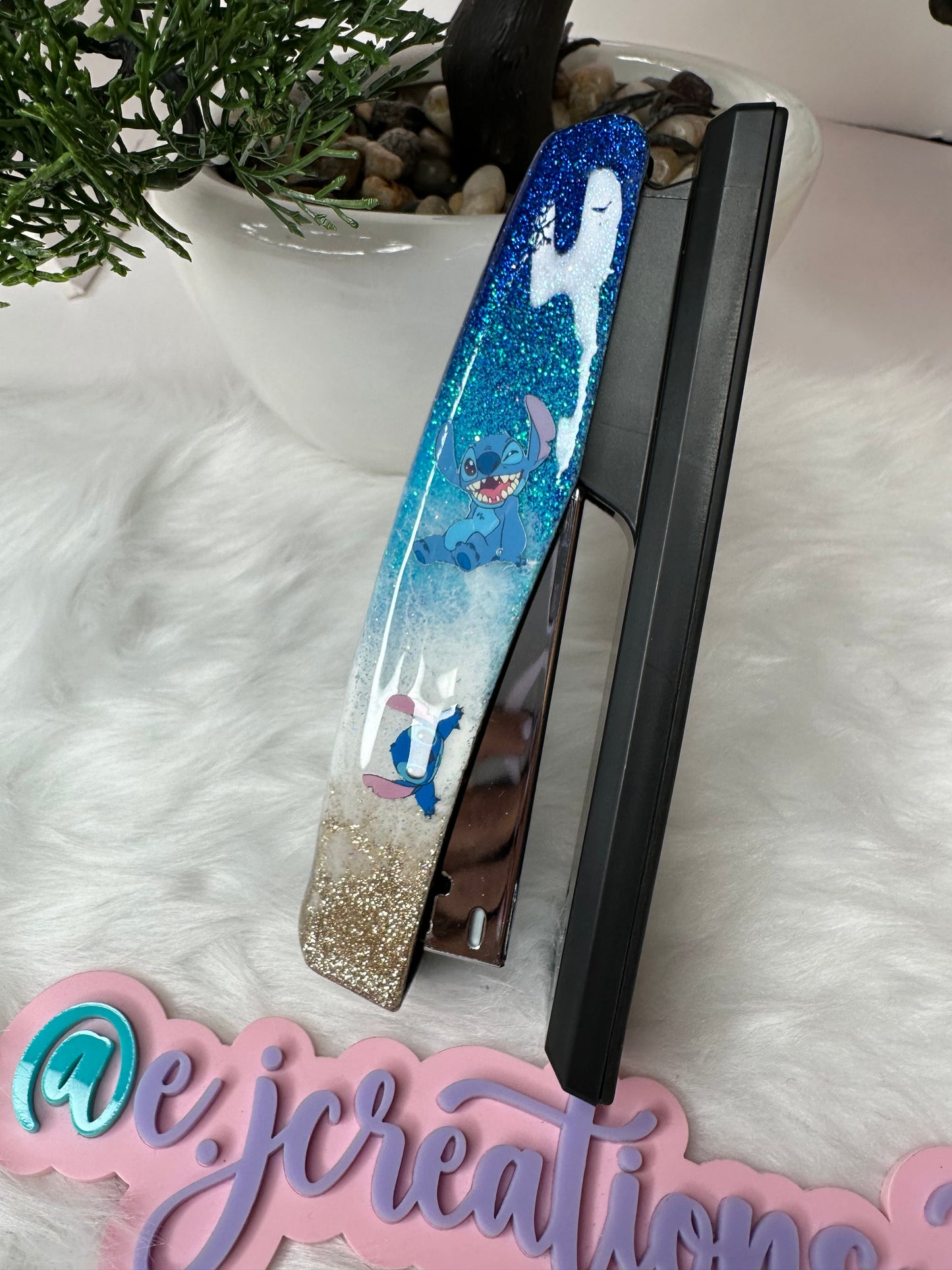 Beach Blue Alien Epoxy Glitter Stapler