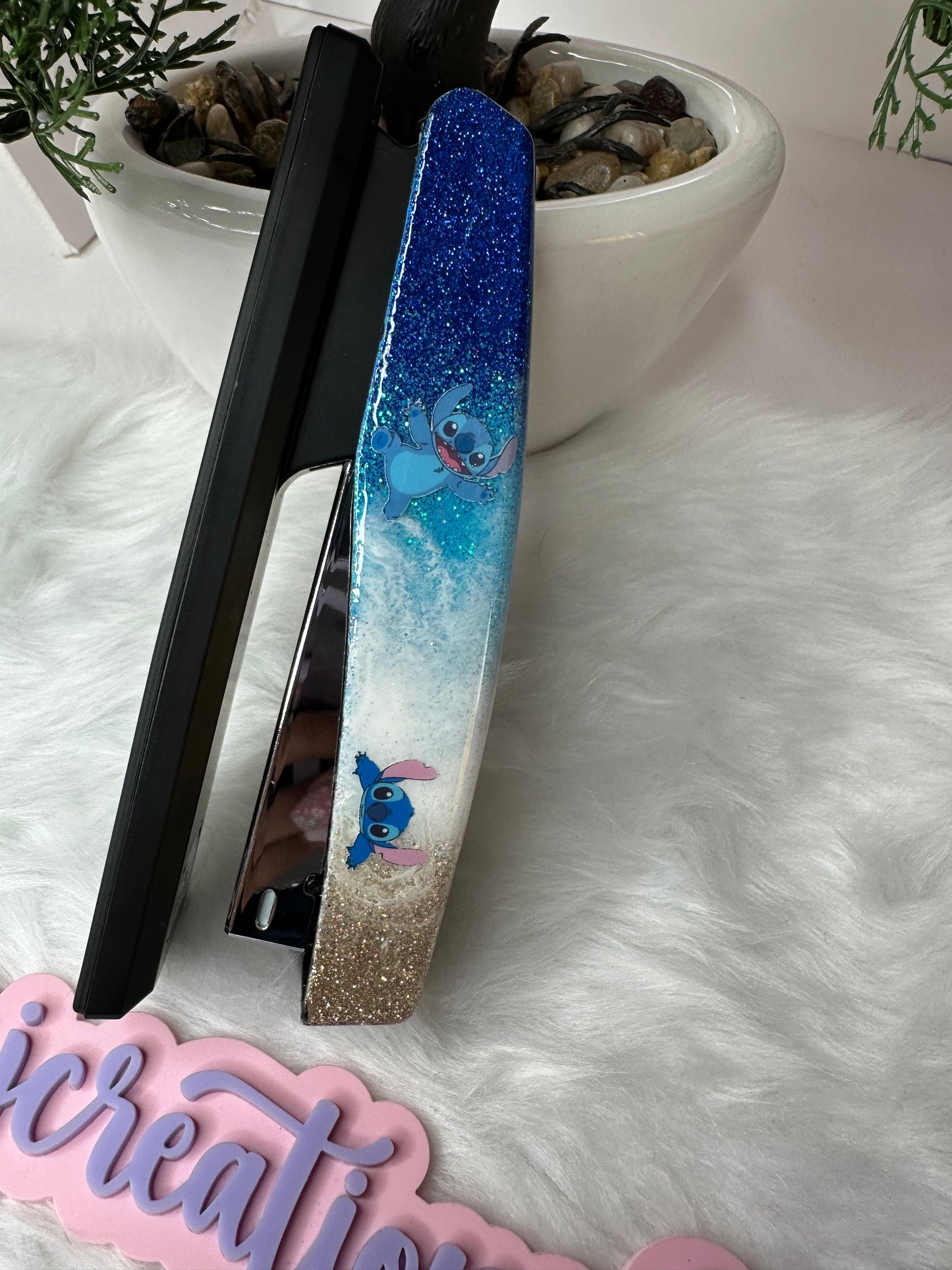 Beach Blue Alien Epoxy Glitter Stapler