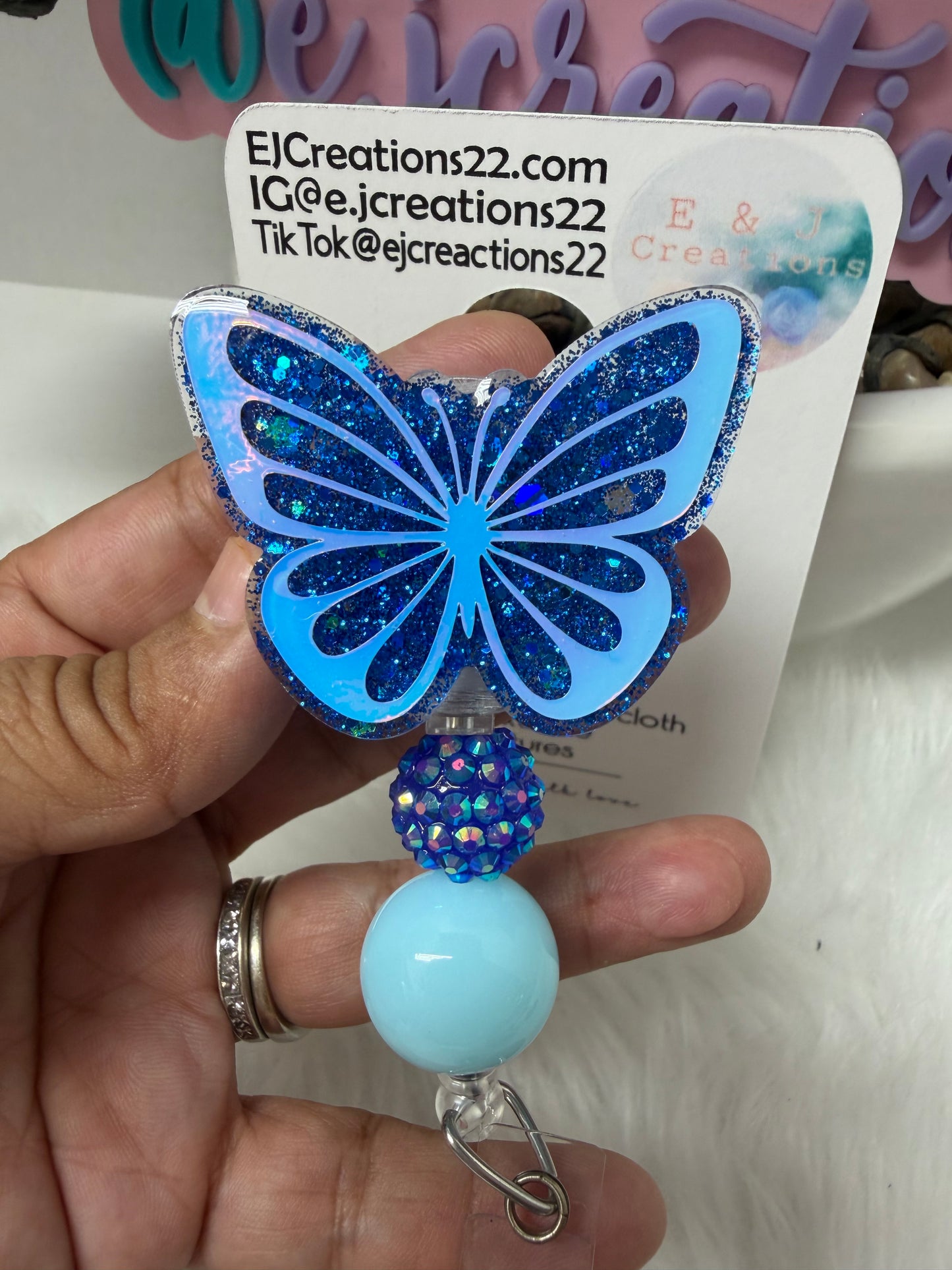 Holographic Butterfly Badge Reel