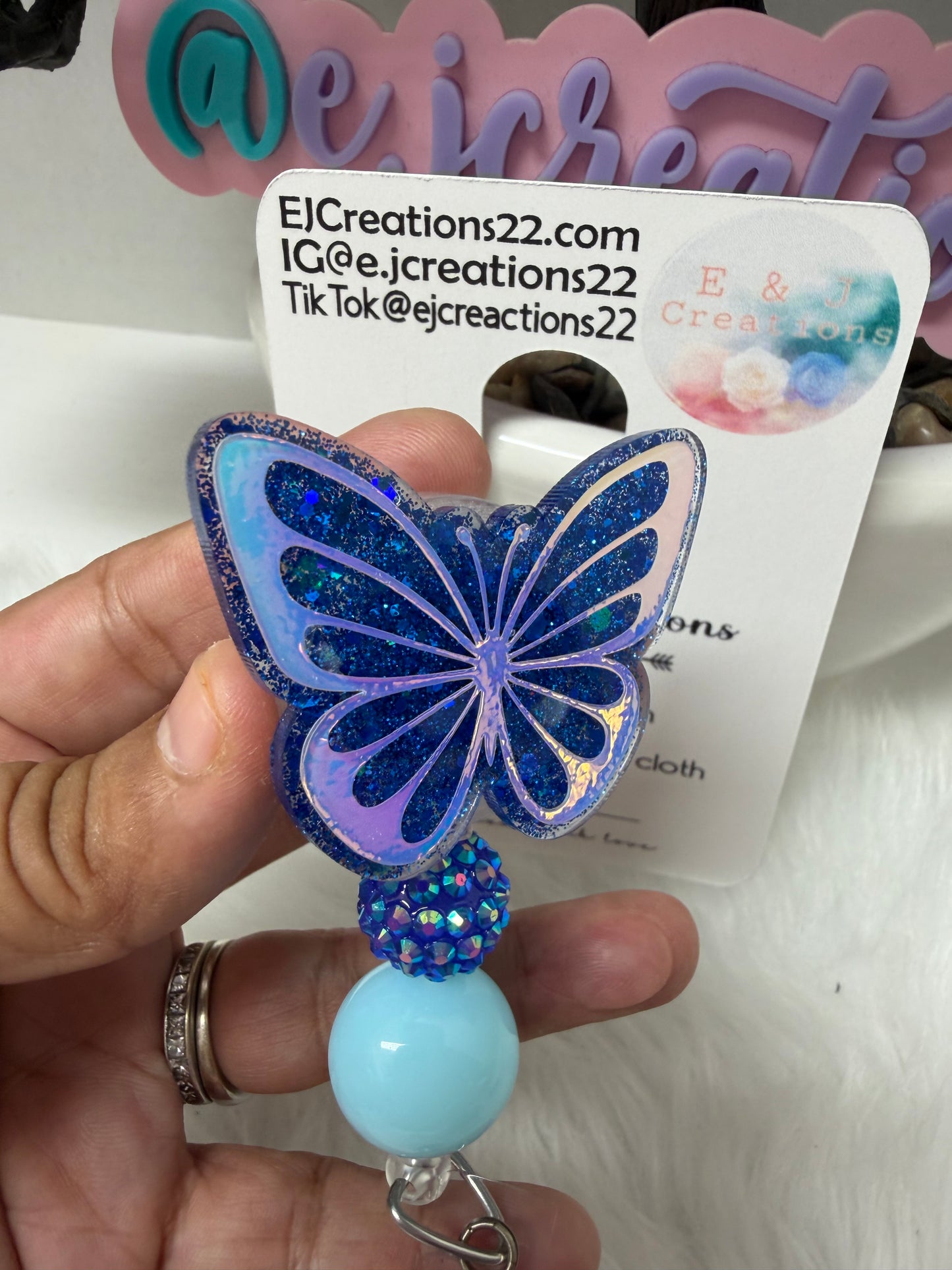 Holographic Butterfly Badge Reel