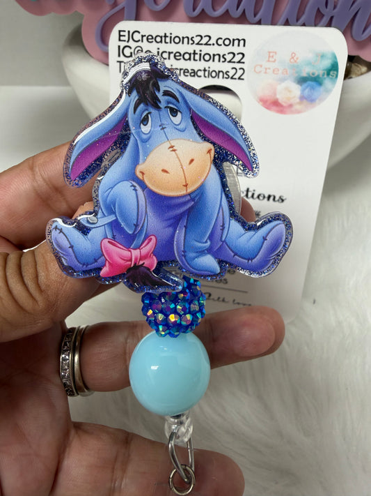 Cute Blue Donkey Badge Reel
