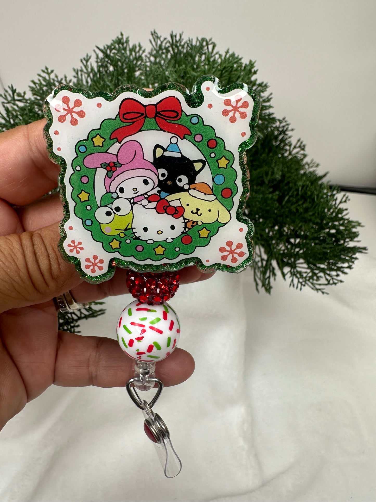 Kitty and Friends Wreath Badge Reel