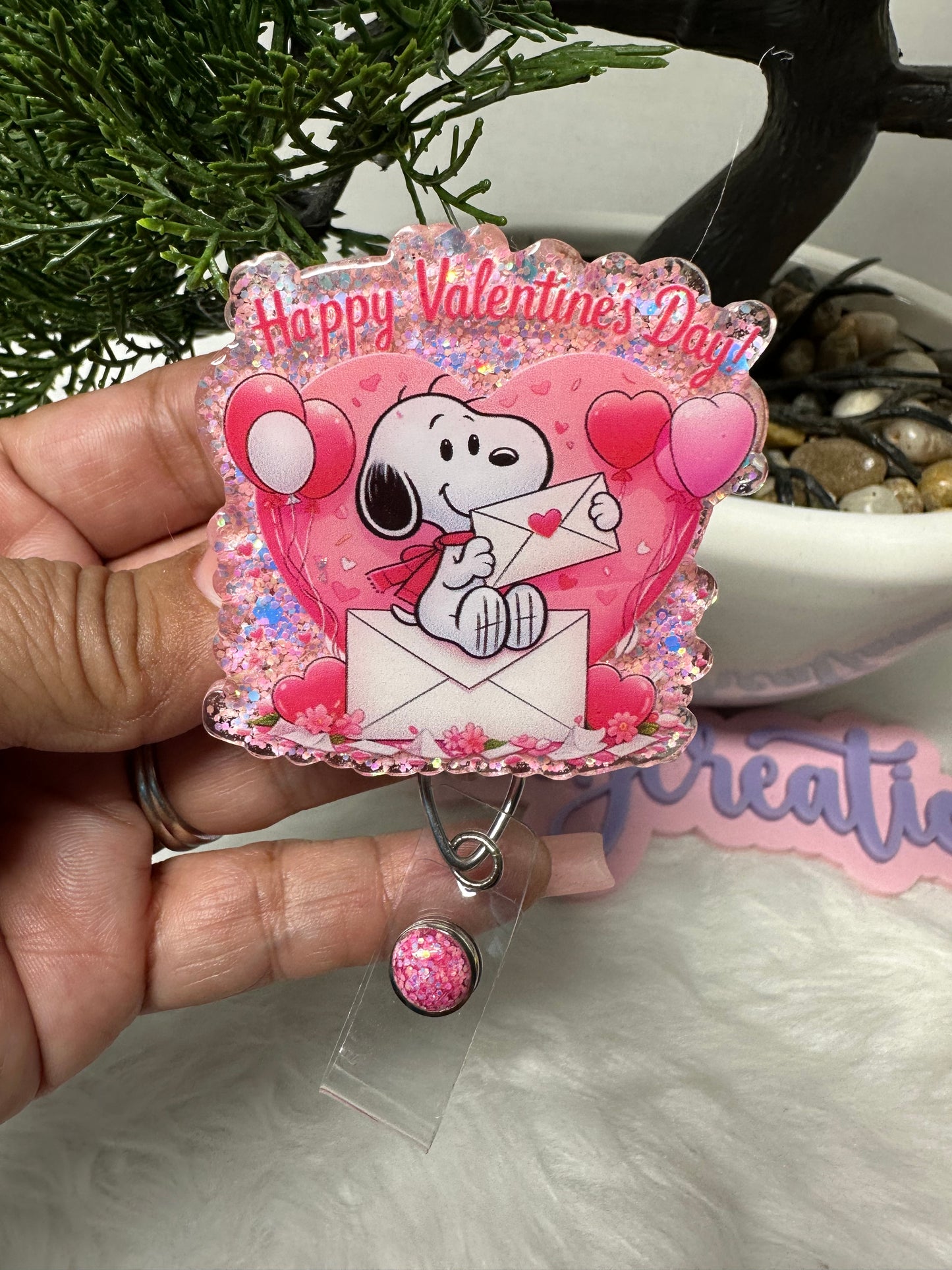 Valentines Day Pup Badge Reel