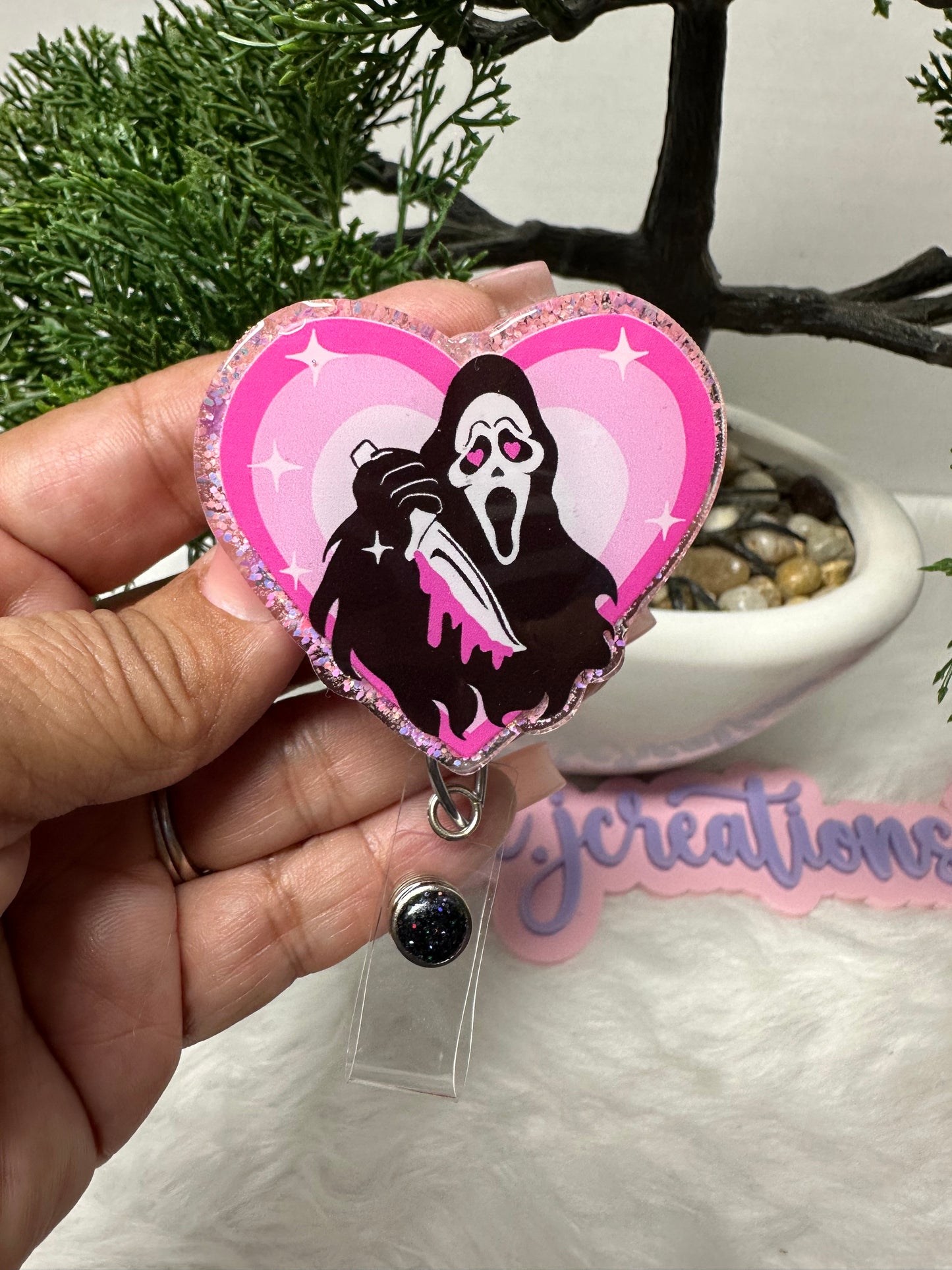 Valentines Ghostface Badge Reel