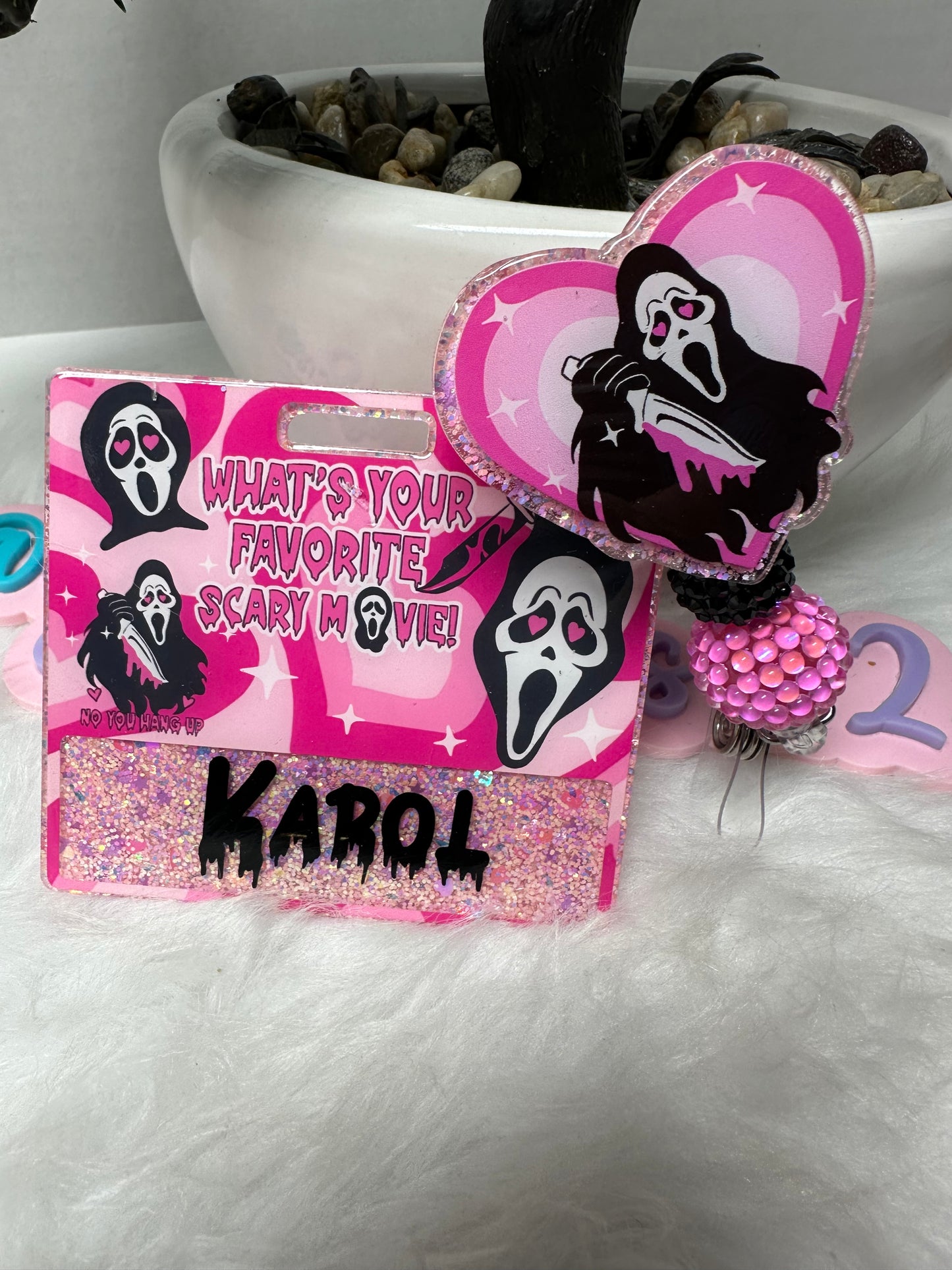Pink Ghostface Badge Buddy Set