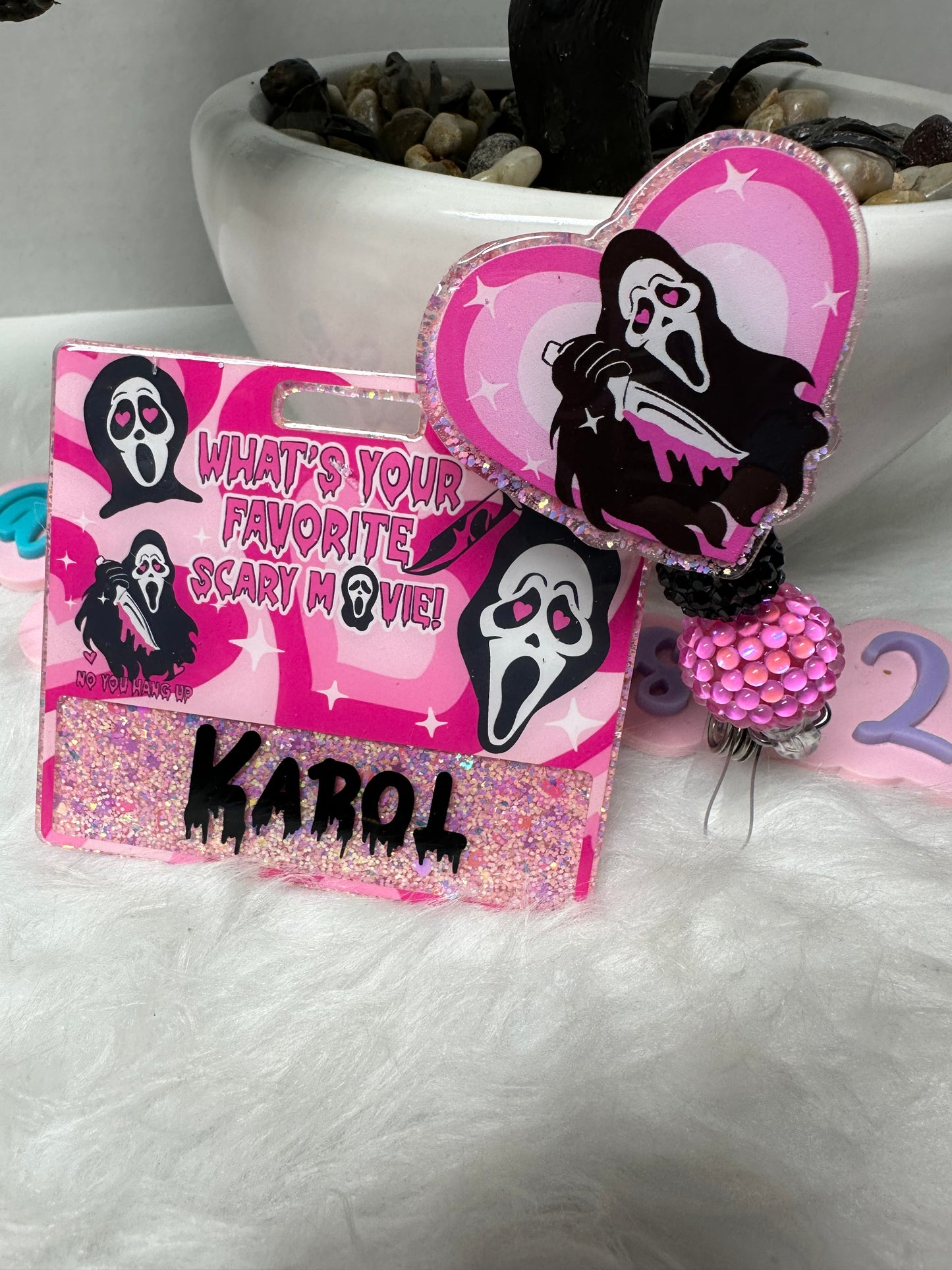 Pink Ghostface Badge Buddy Set