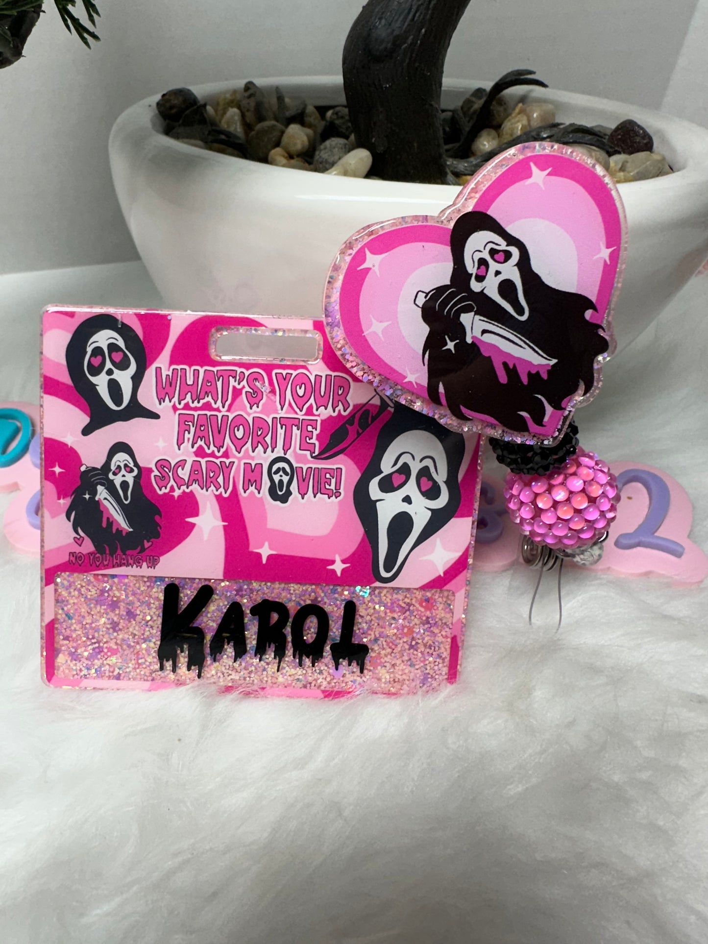 Pink Ghostface Badge Buddy Set