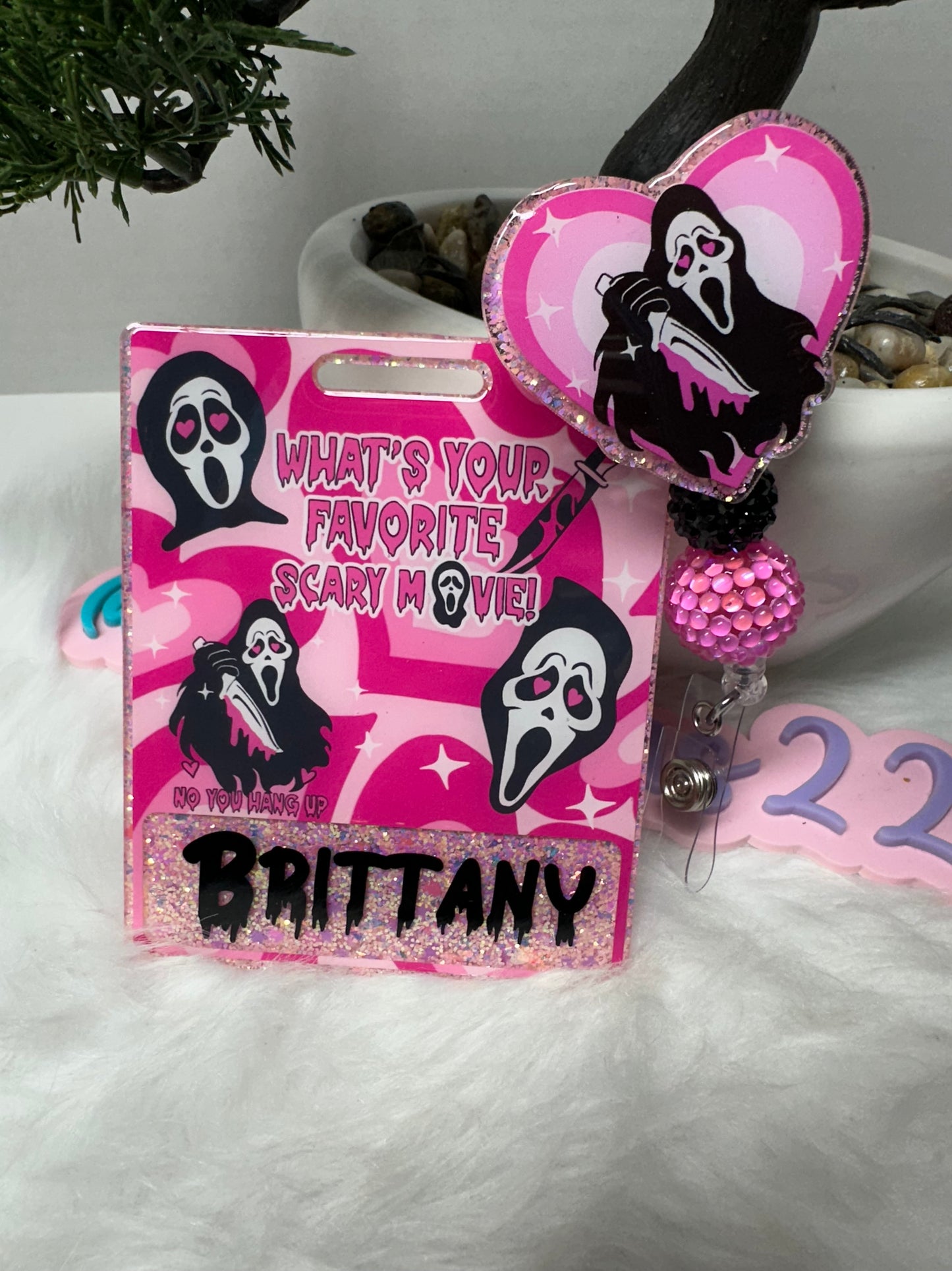 Pink Ghostface Badge Buddy Set