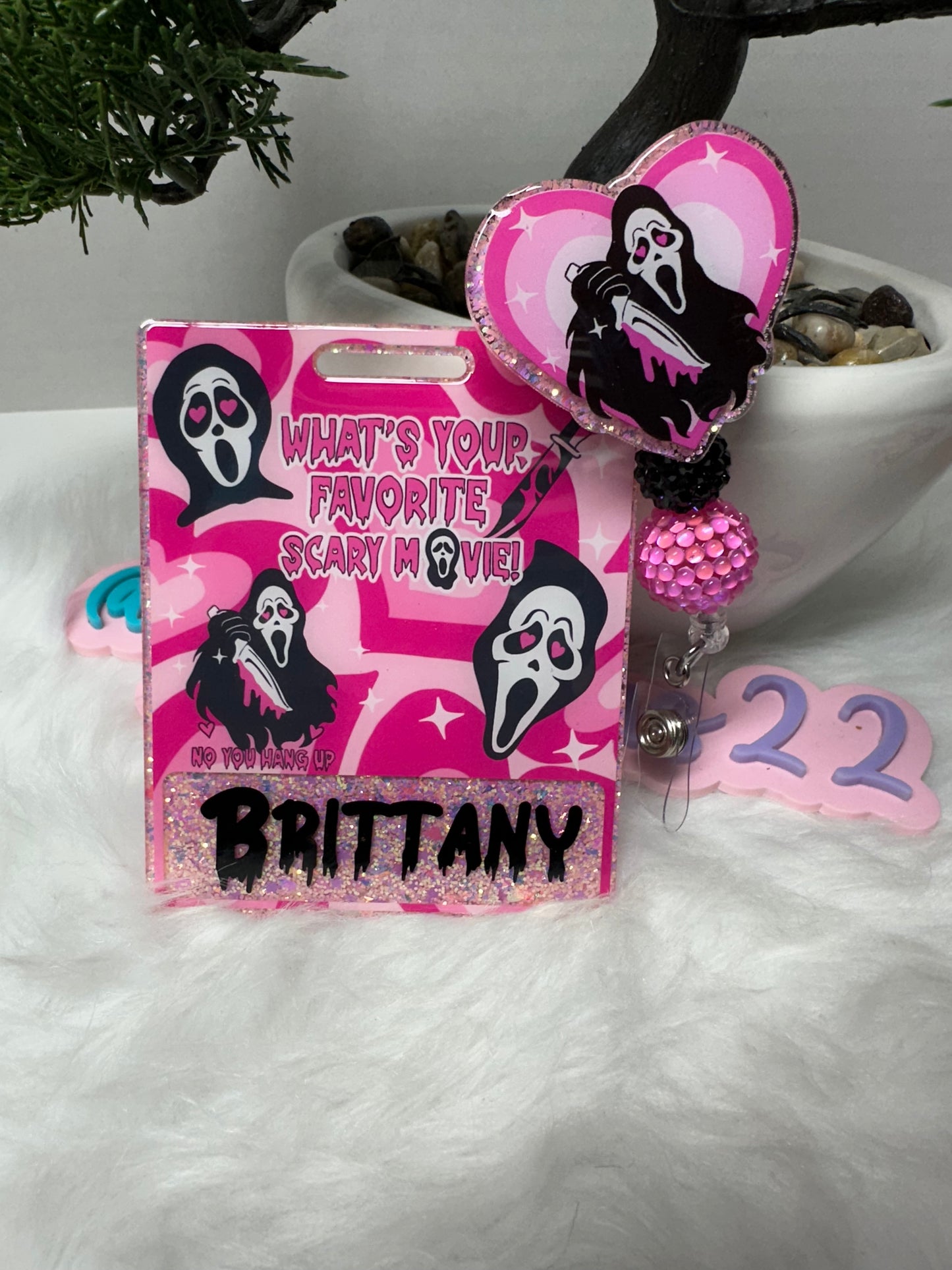 Pink Ghostface Badge Buddy Set