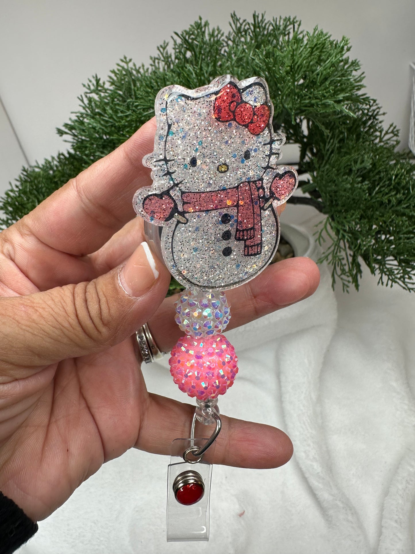 kitty Snowman Badge Reel