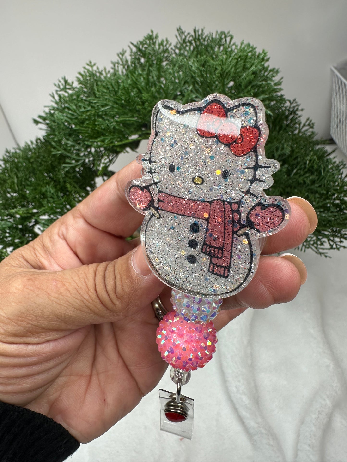 kitty Snowman Badge Reel