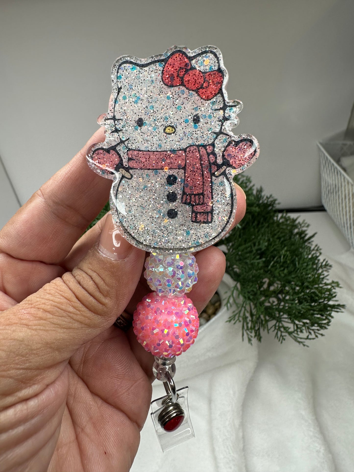 kitty Snowman Badge Reel