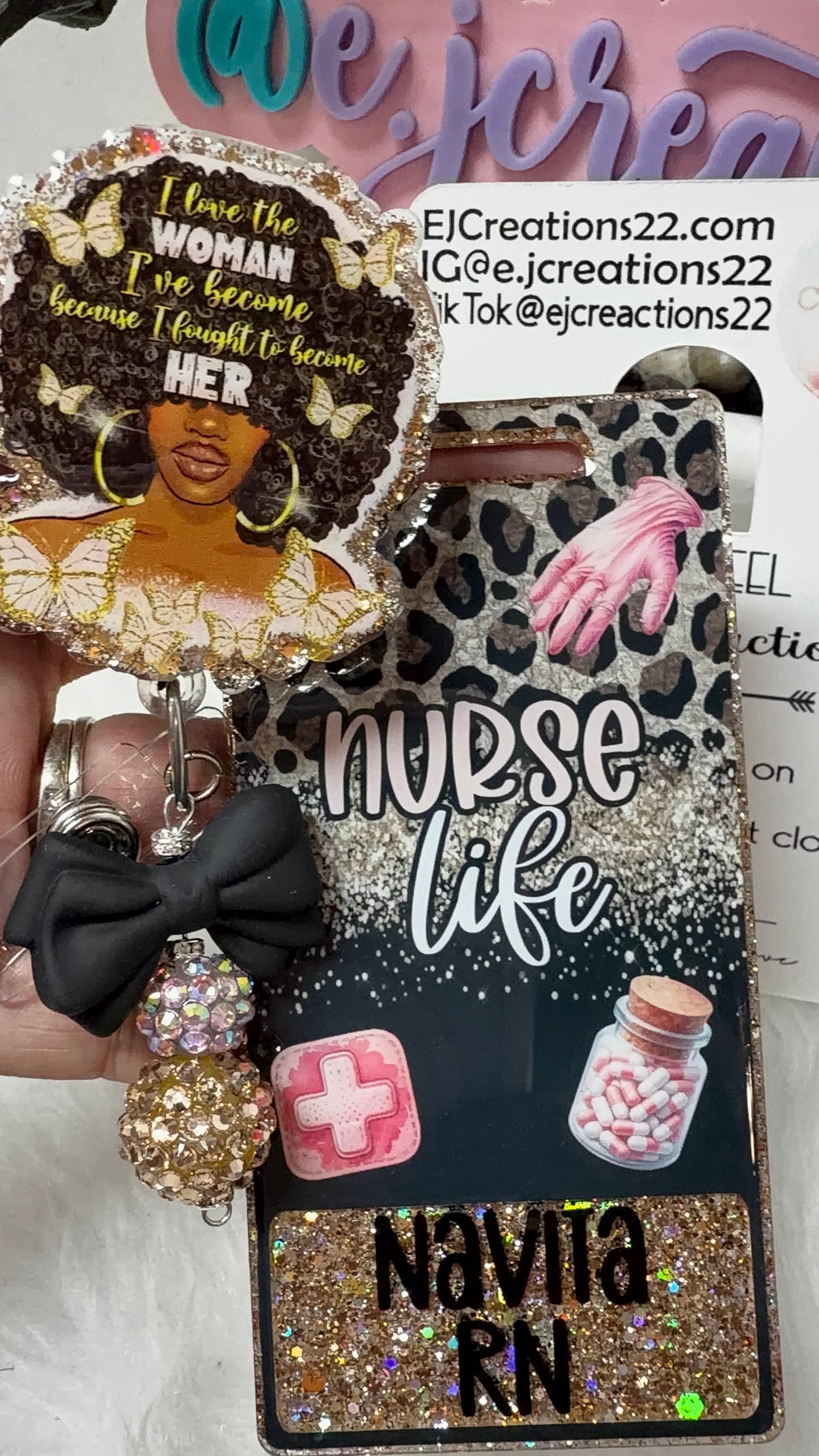 Nurse Life Afro Queen Badge Buddy Set