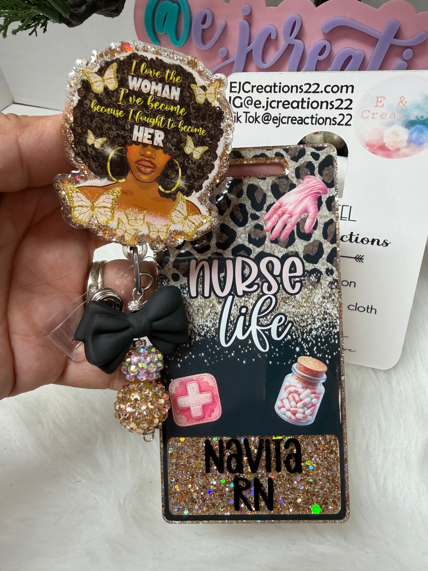Nurse Life Afro Queen Badge Buddy Set
