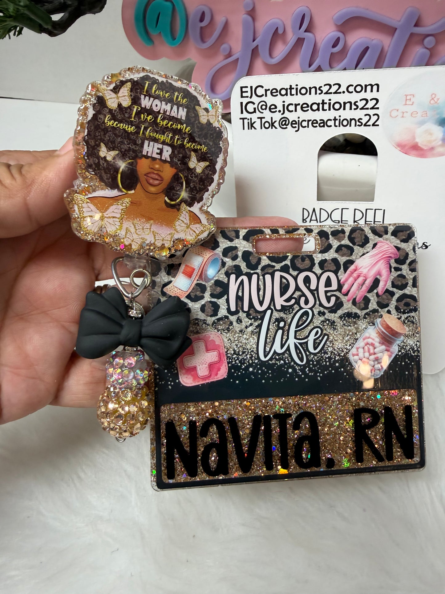 Nurse Life Afro Queen Badge Buddy Set
