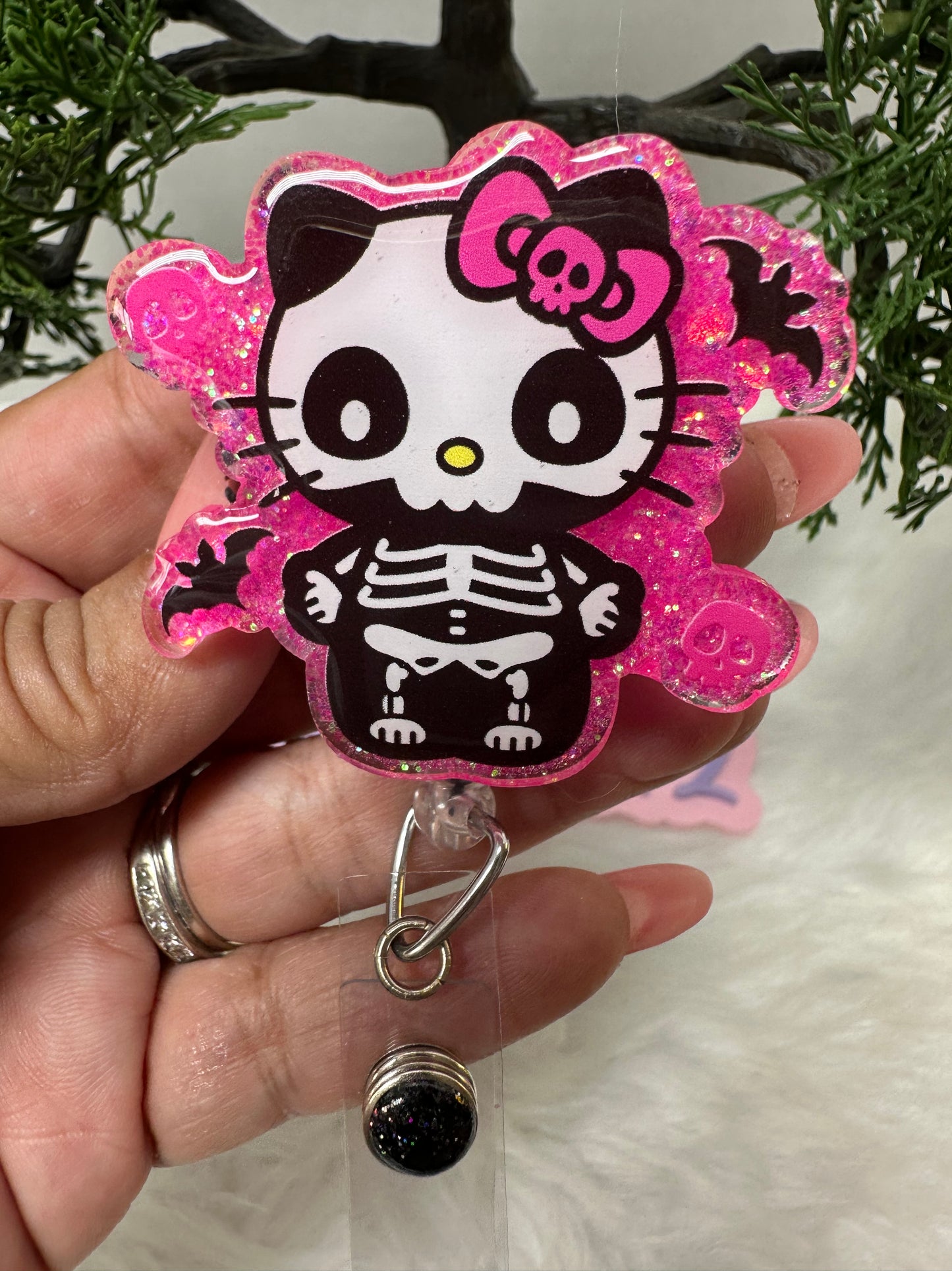 Skeleton Kitty Badge Reel
