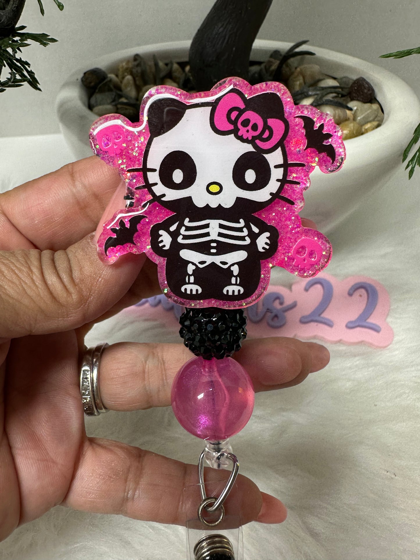 Skeleton Kitty Badge Reel