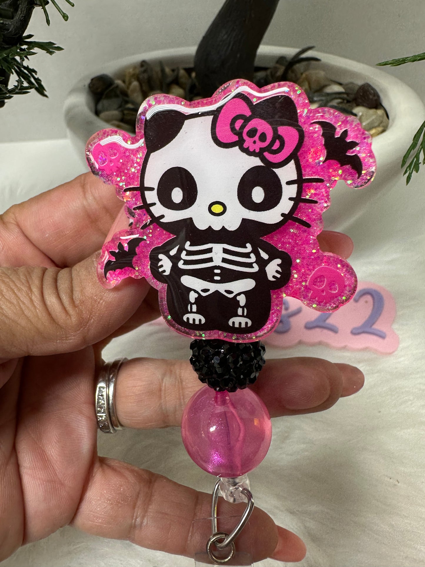 Skeleton Kitty Badge Reel