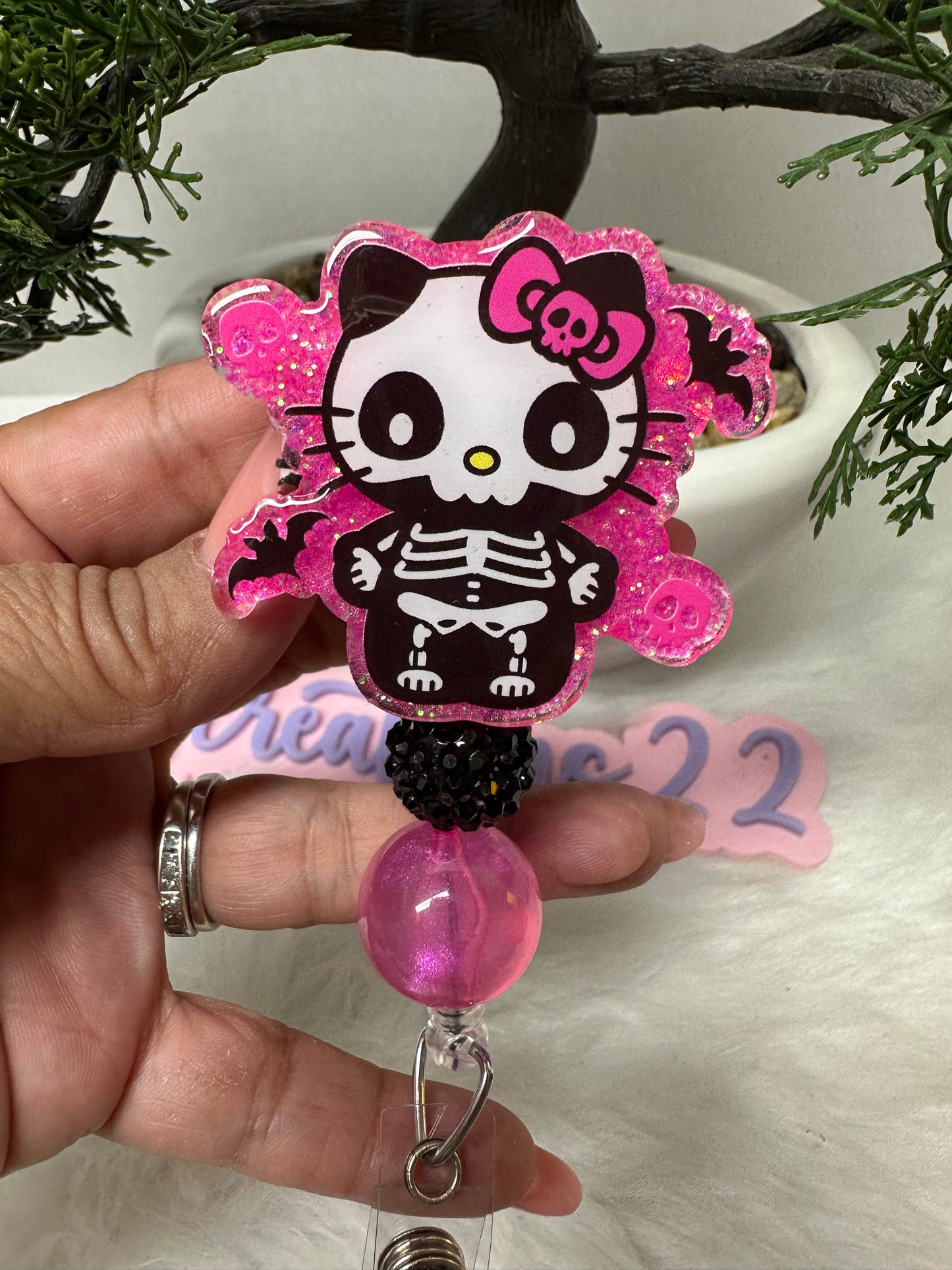 Skeleton Kitty Badge Reel