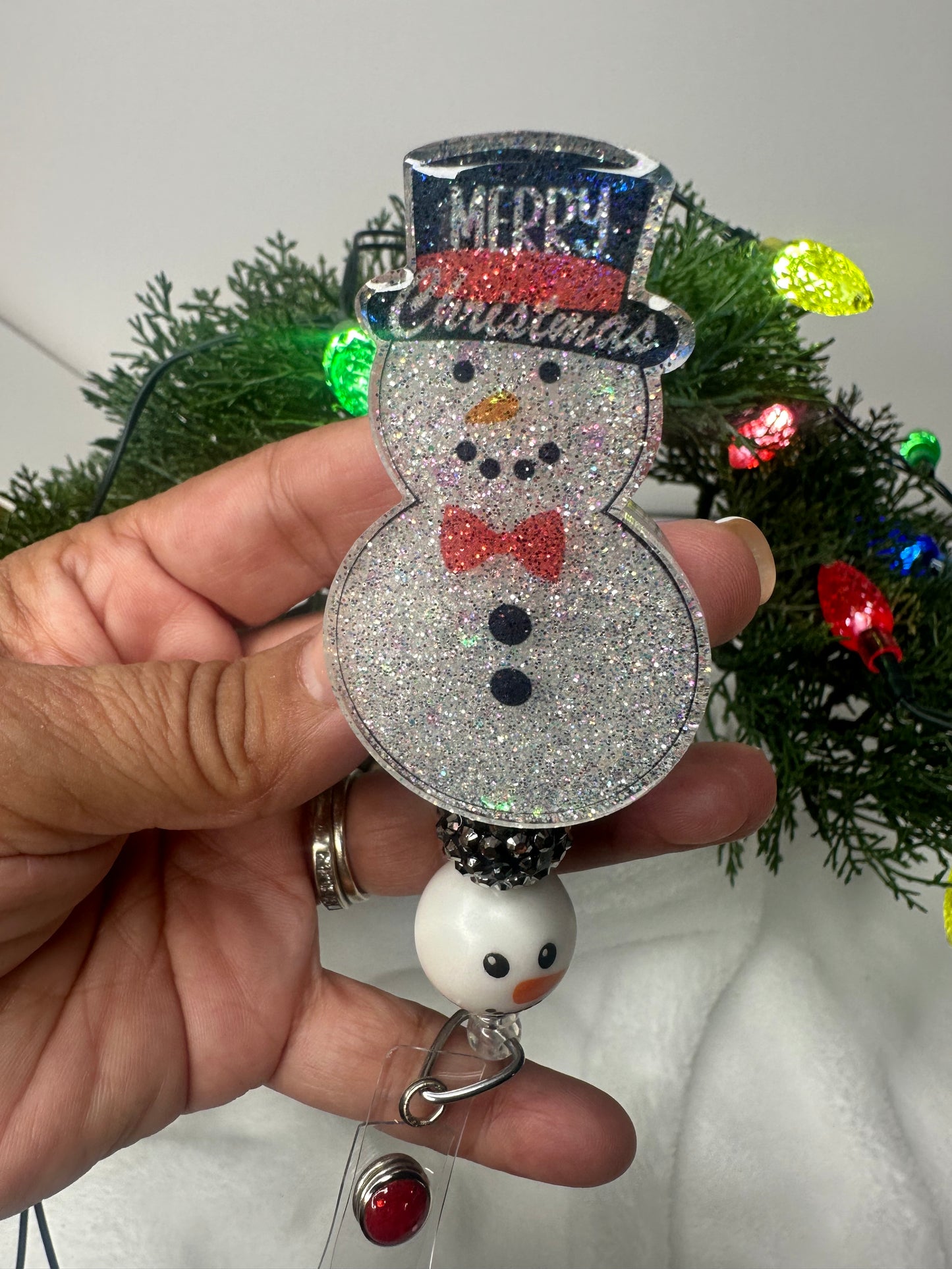 Merry Christmas Snowman Badge Reel