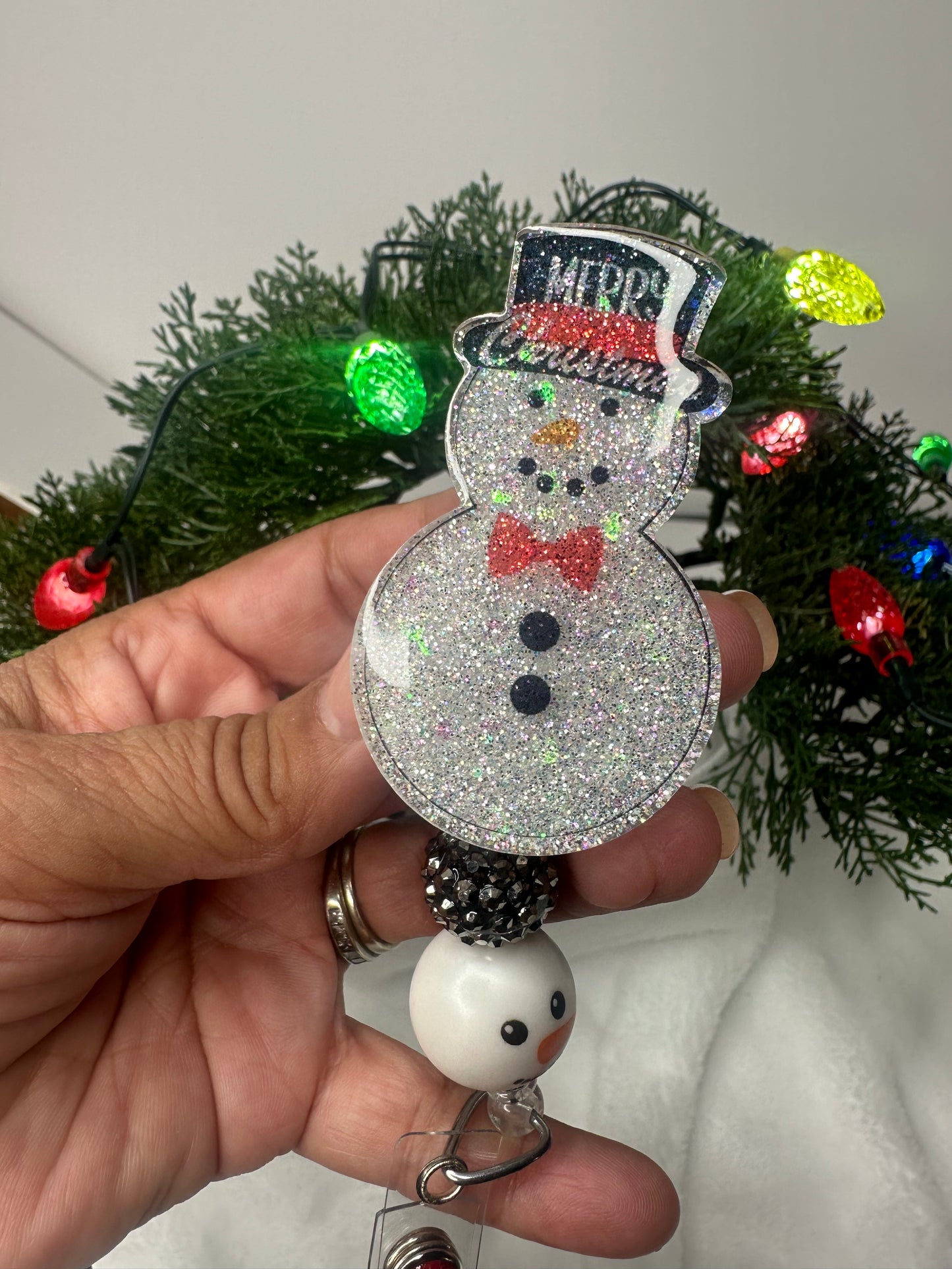 Merry Christmas Snowman Badge Reel