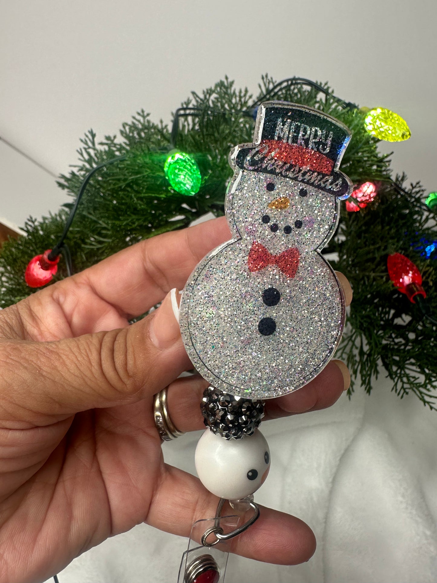 Merry Christmas Snowman Badge Reel