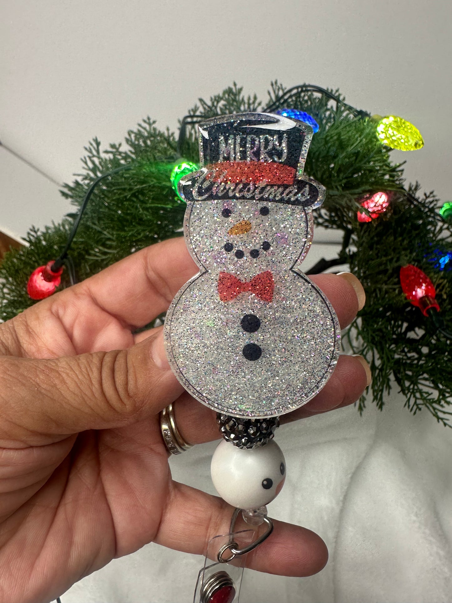 Merry Christmas Snowman Badge Reel