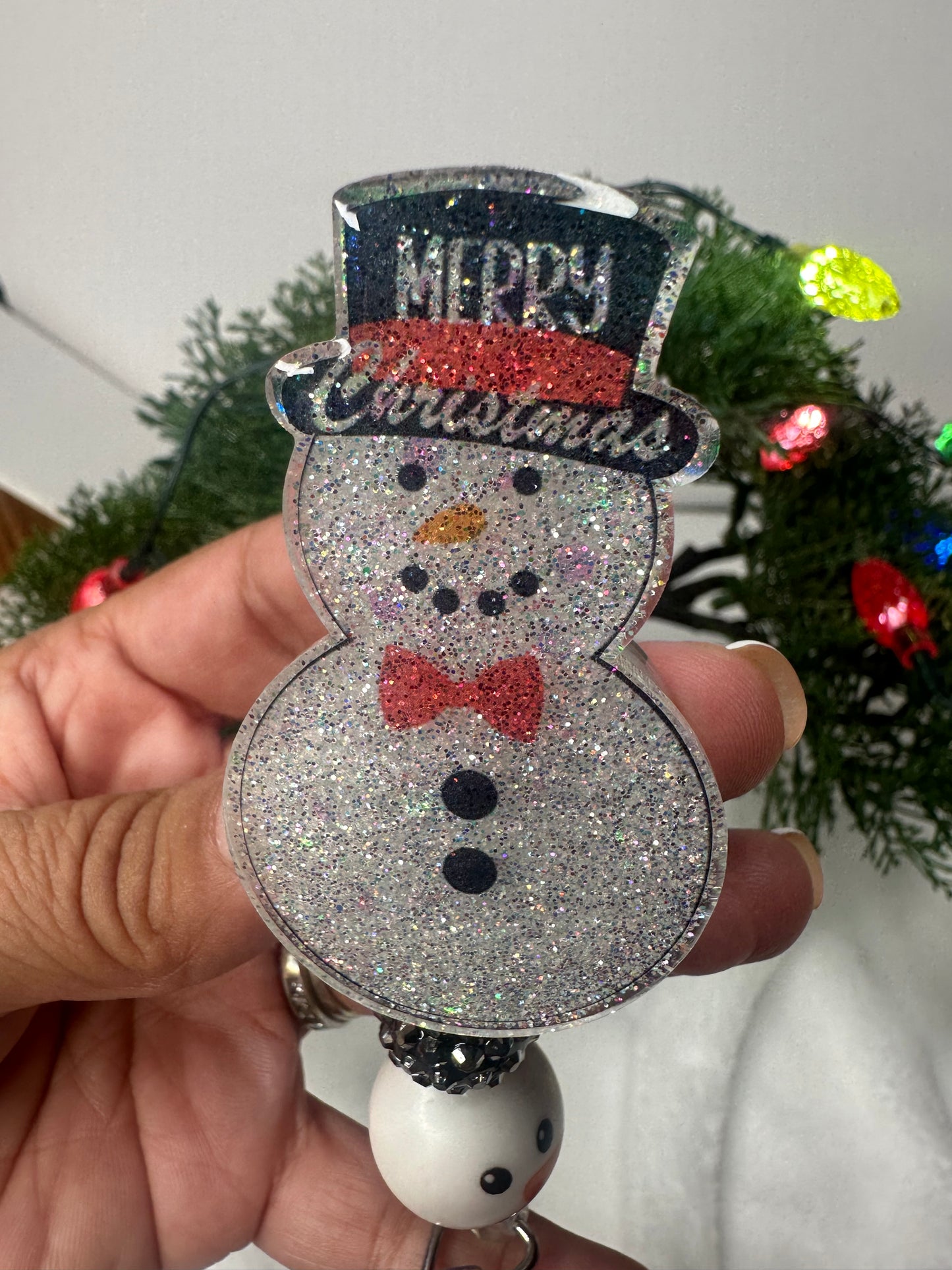 Merry Christmas Snowman Badge Reel