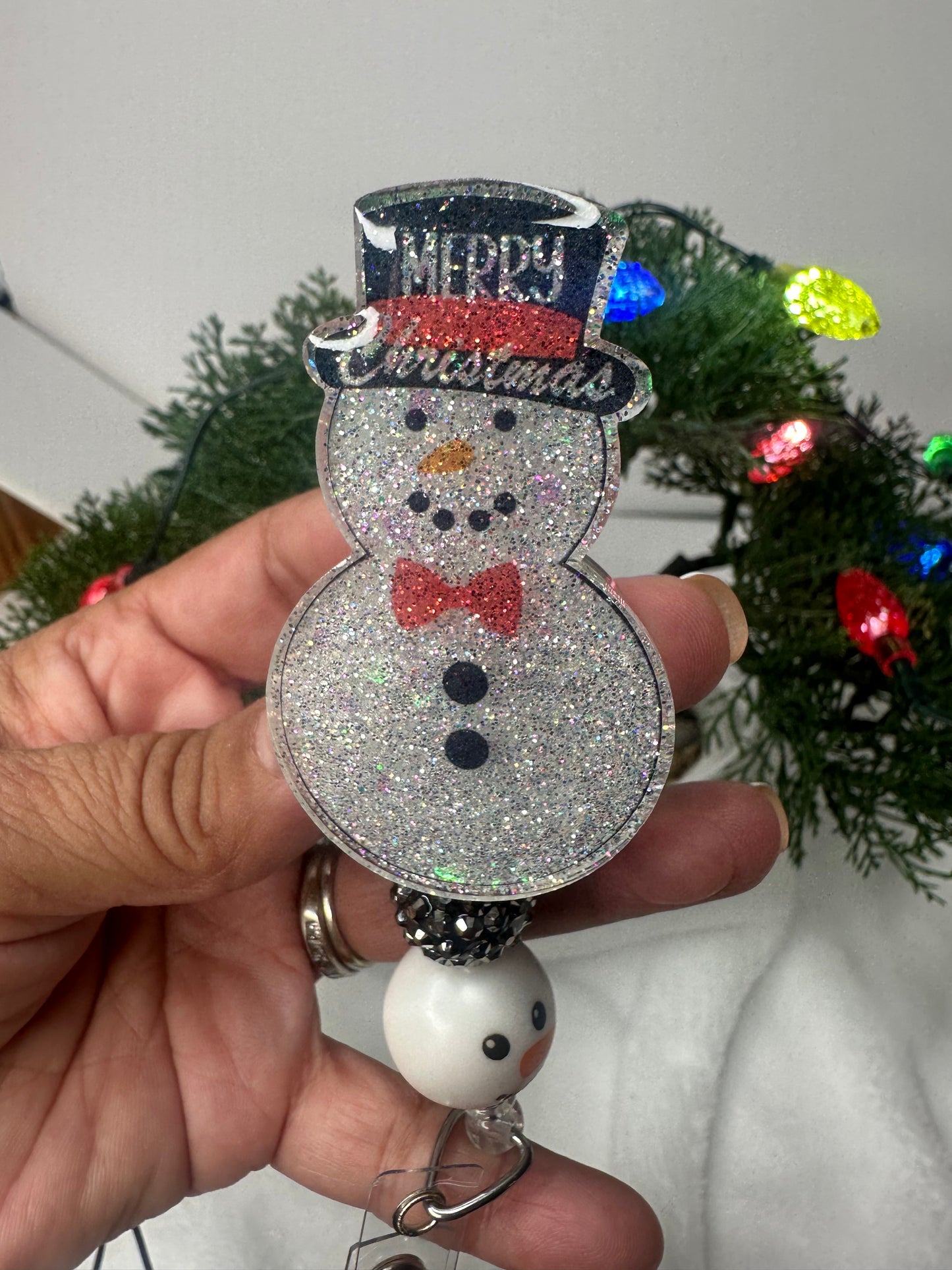 Merry Christmas Snowman Badge Reel