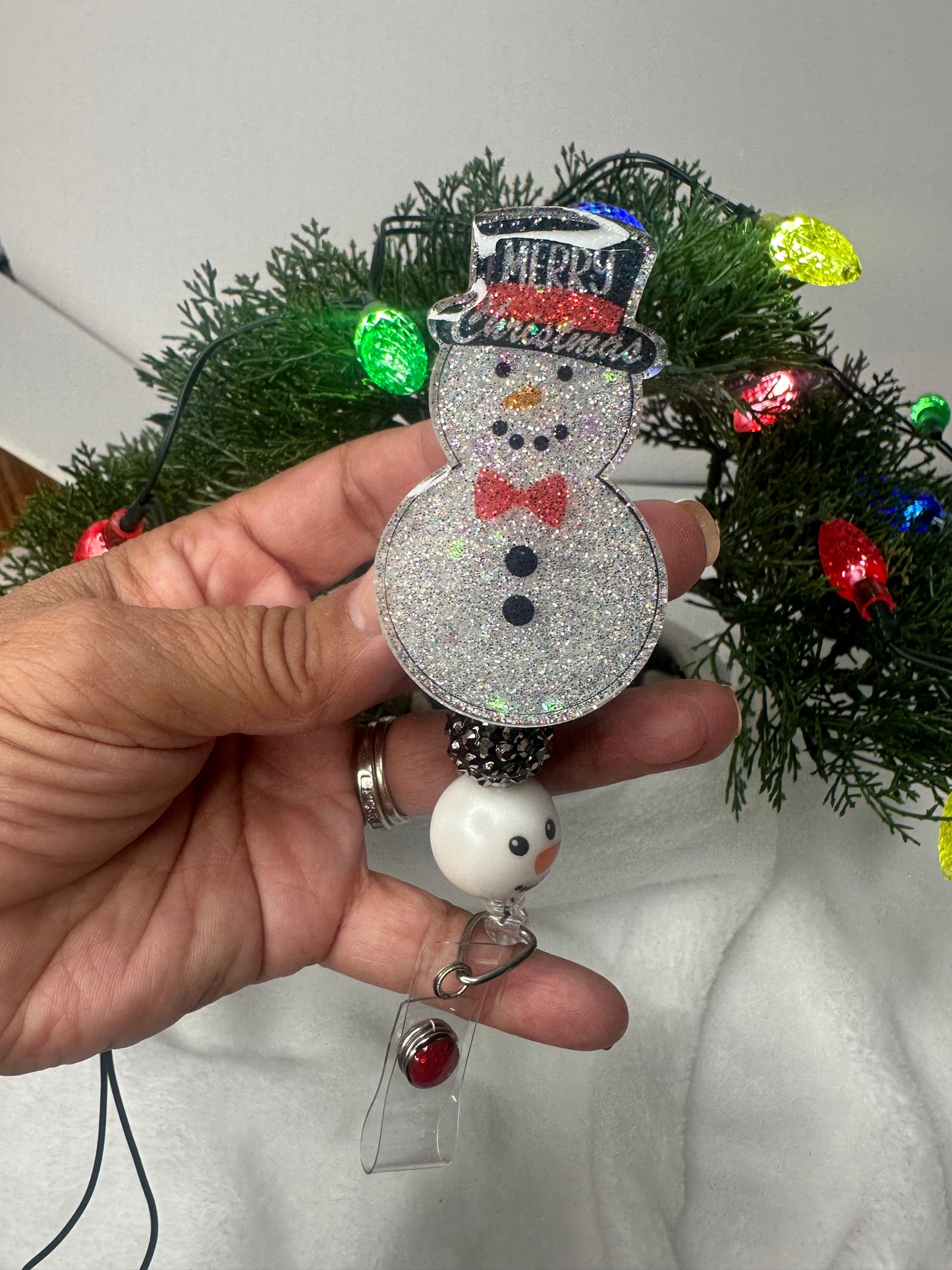 Merry Christmas Snowman Badge Reel