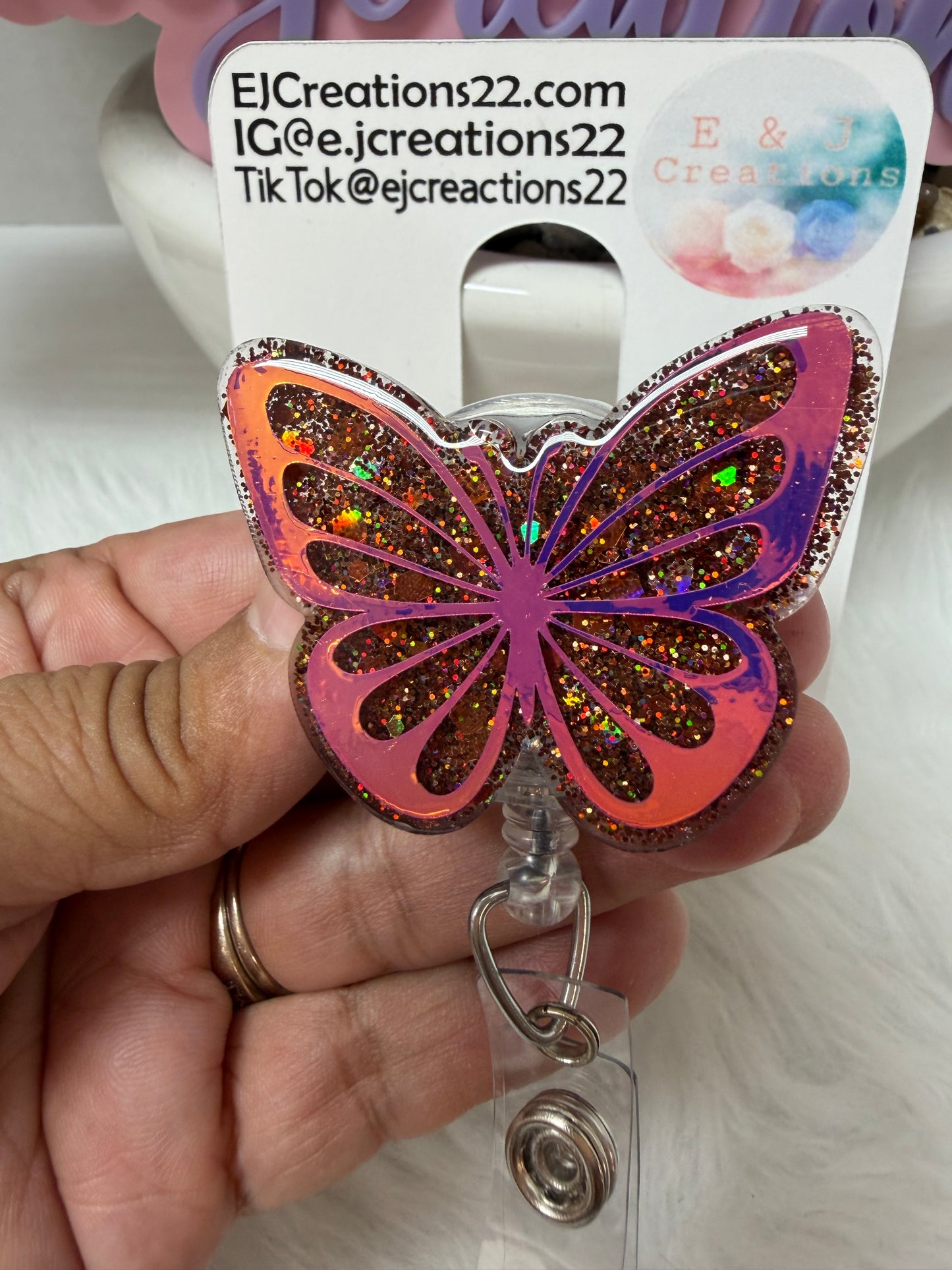 Holographic Butterfly Badge Reel