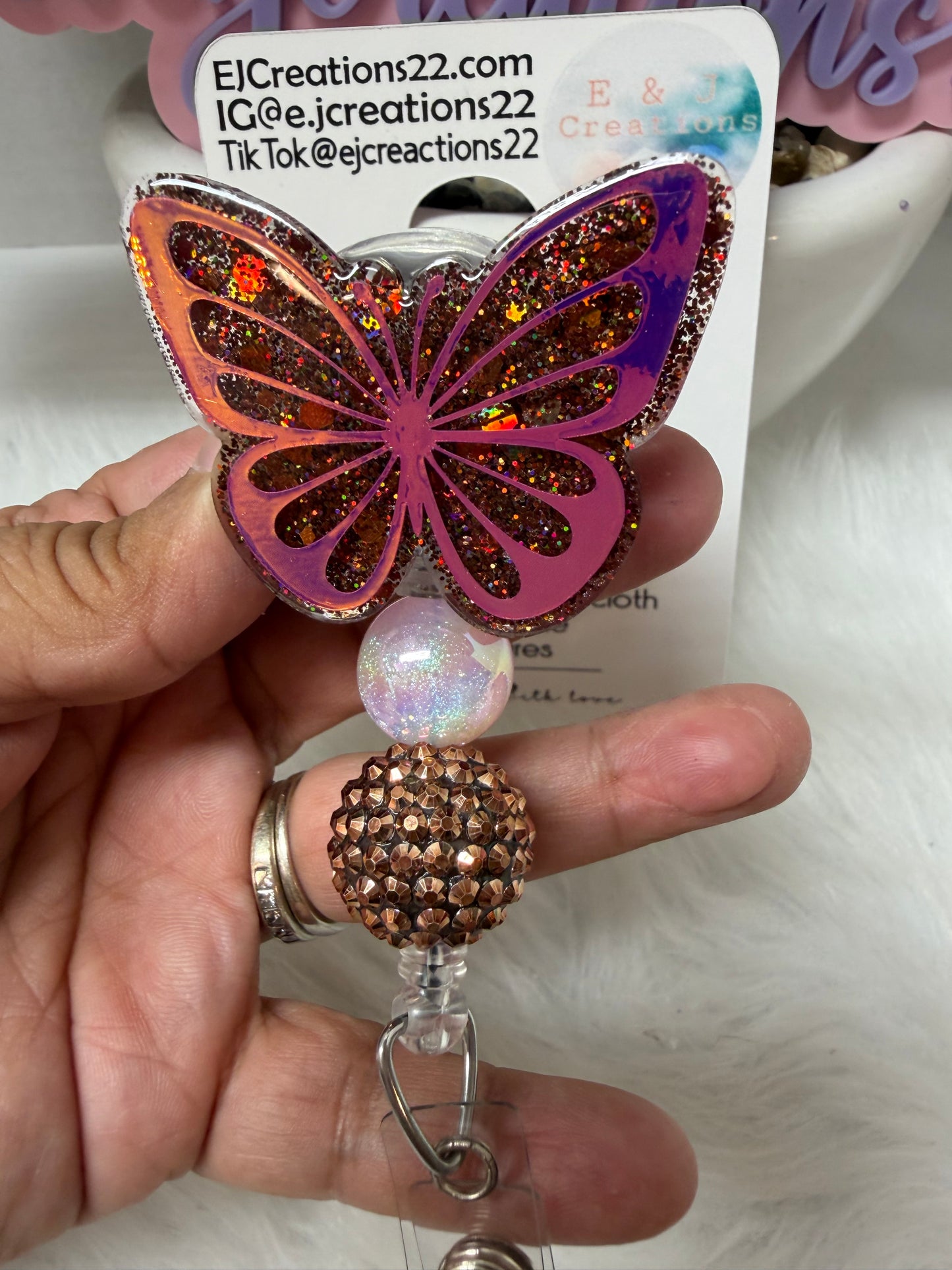 Holographic Butterfly Badge Reel