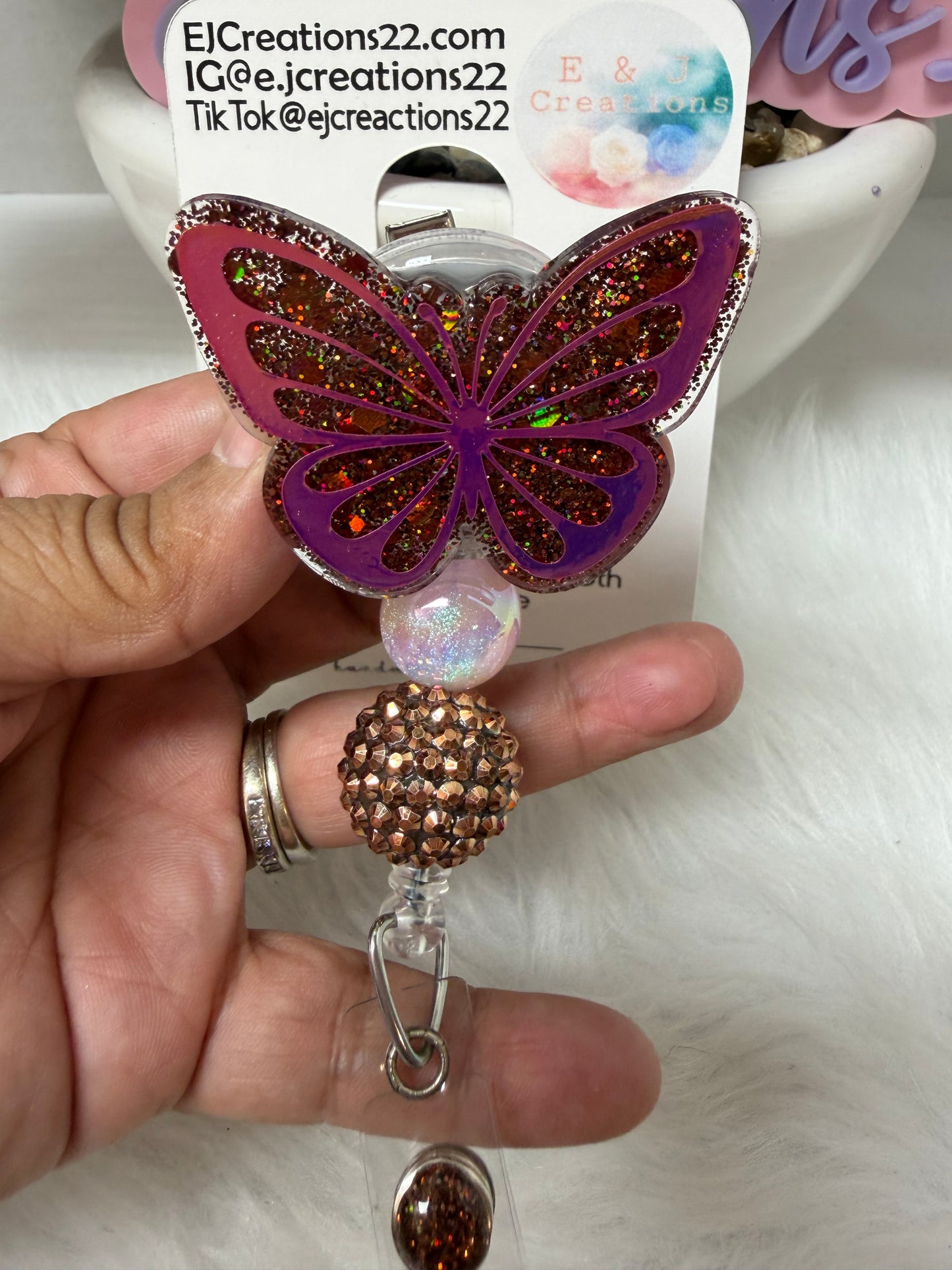 Holographic Butterfly Badge Reel