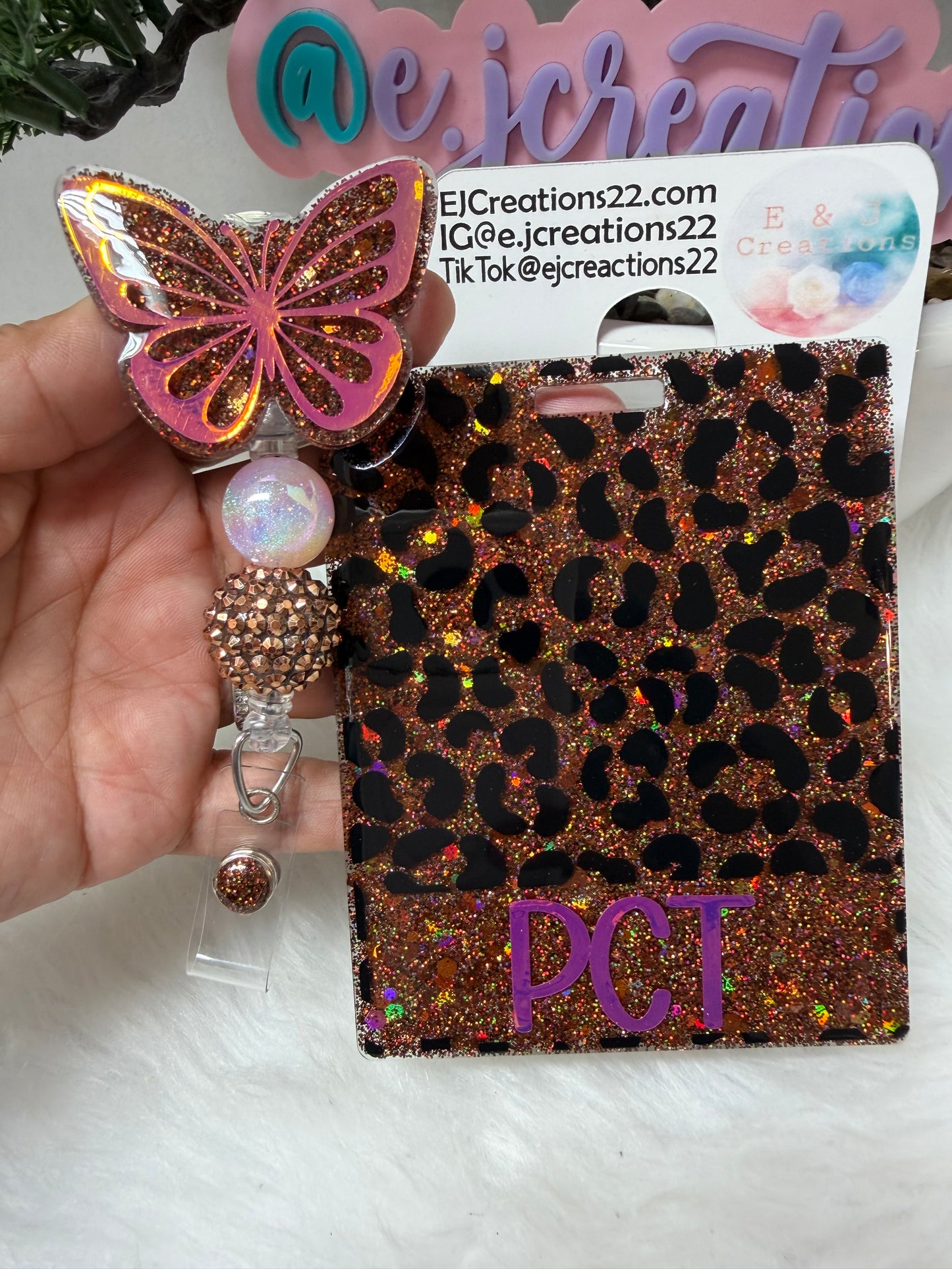 Brown Leopard Butterfly Badge Buddy Set