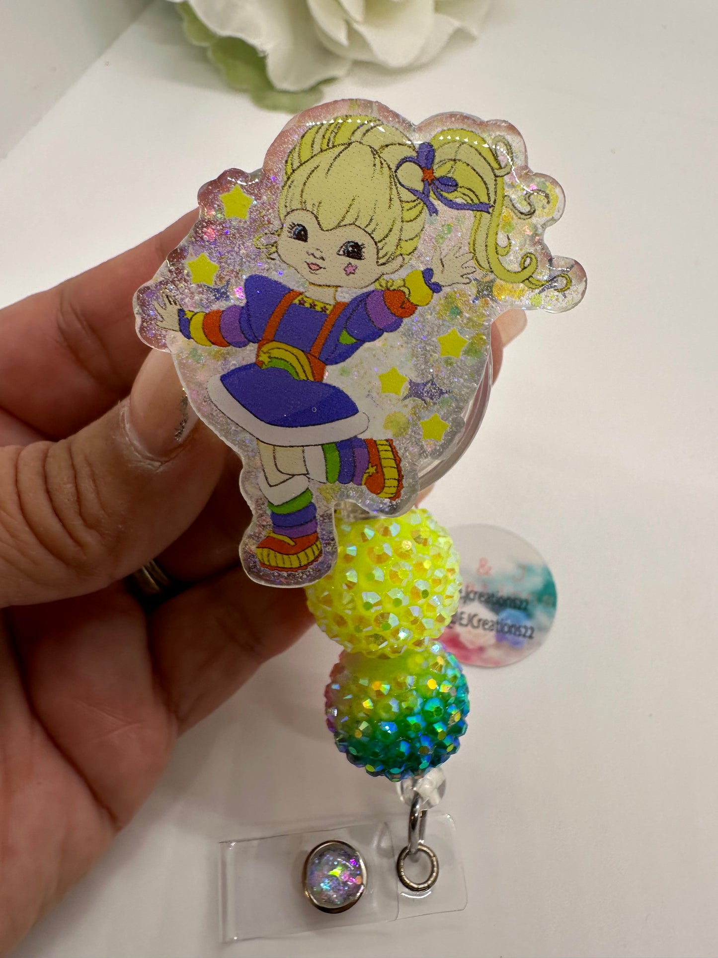 Rainbow Girl Anime Cartoon Badge Reel