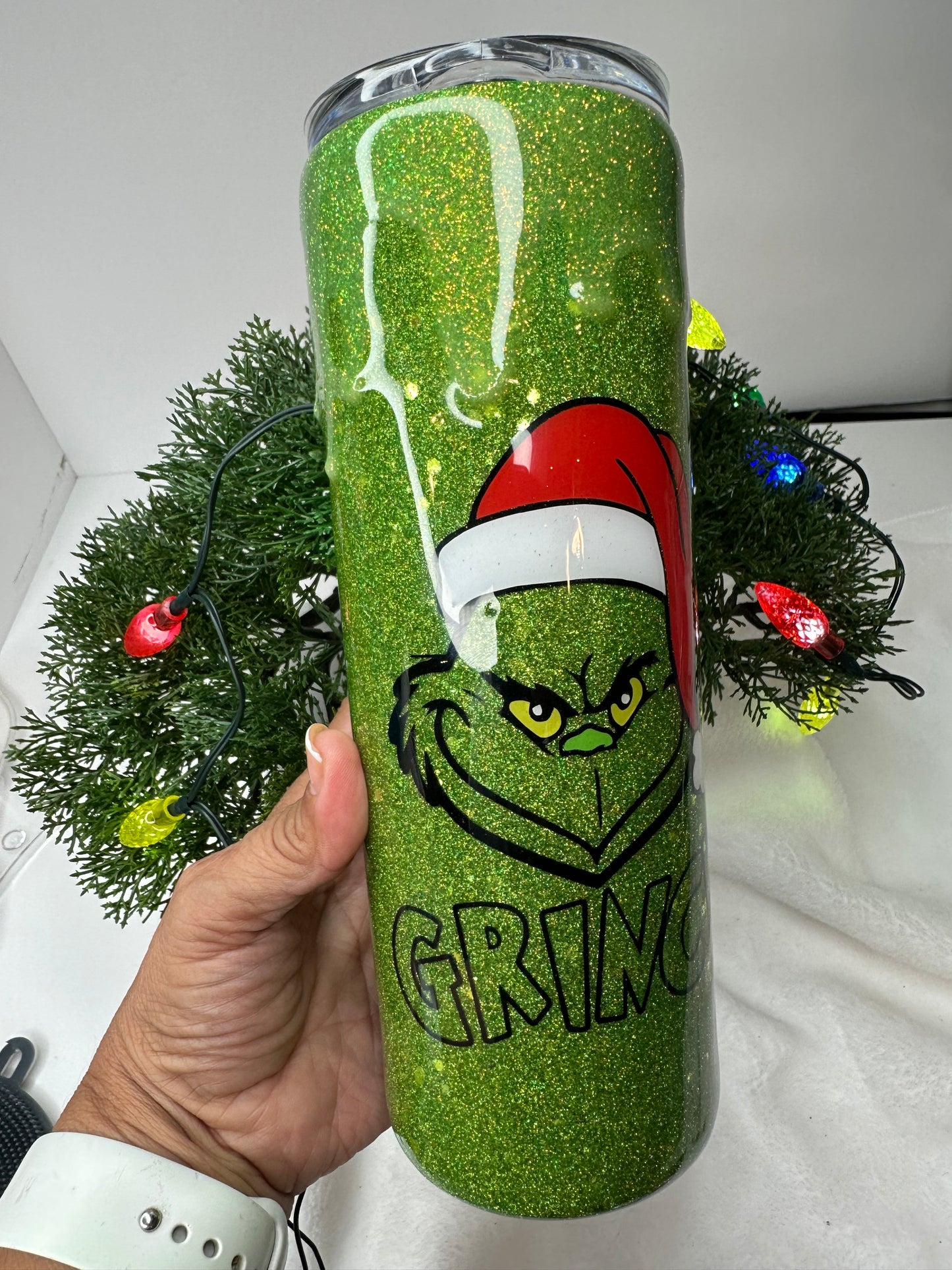 Grinch Epoxy Glitter Tumbler