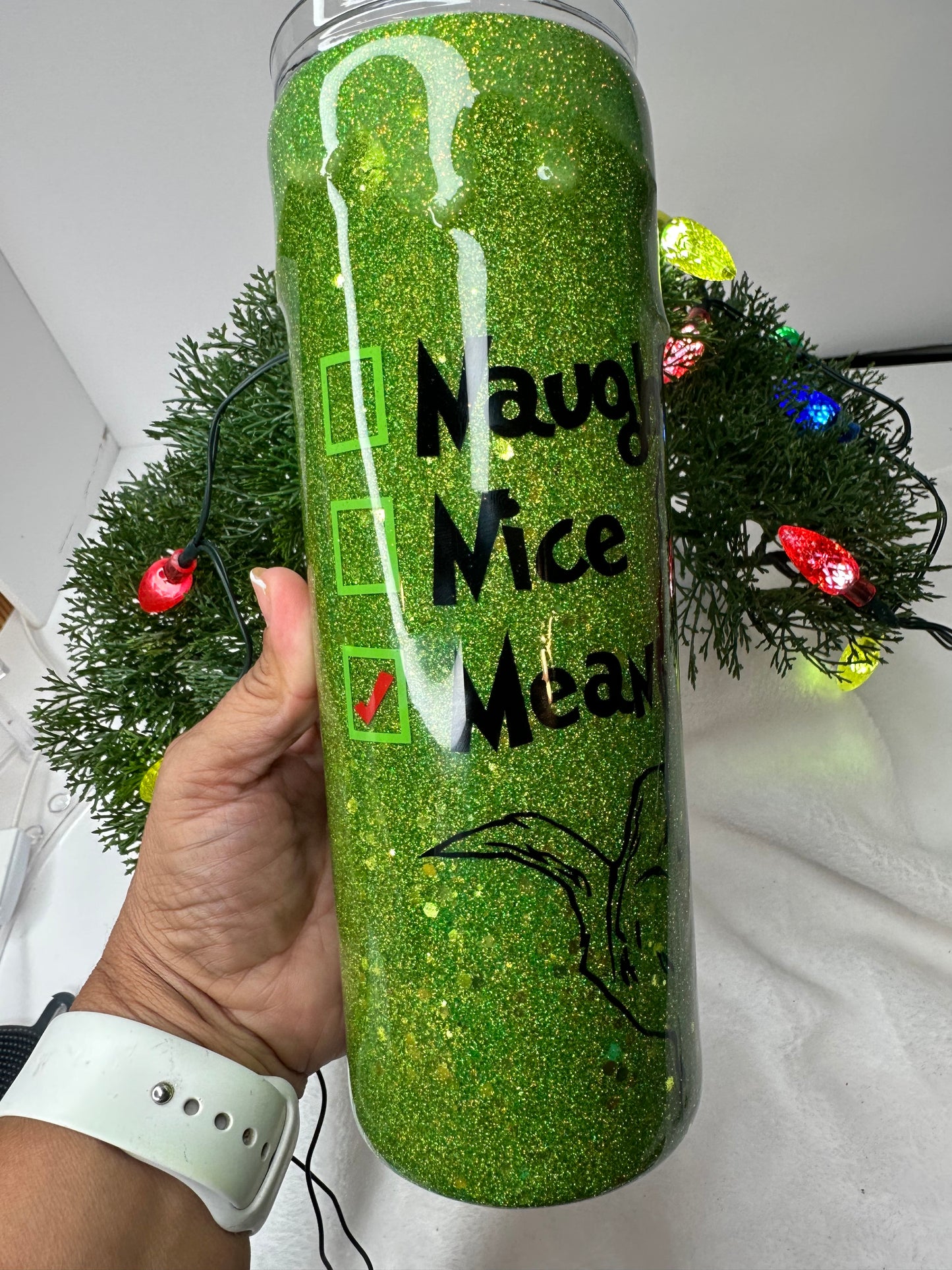 Grinch Epoxy Glitter Tumbler