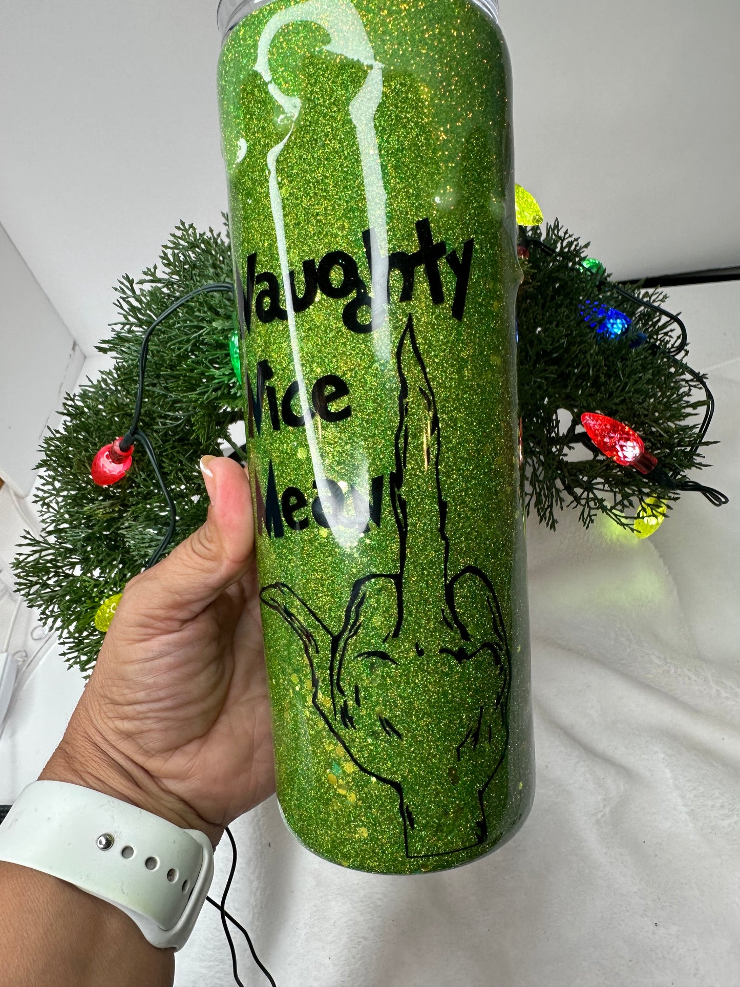 Grinch Epoxy Glitter Tumbler