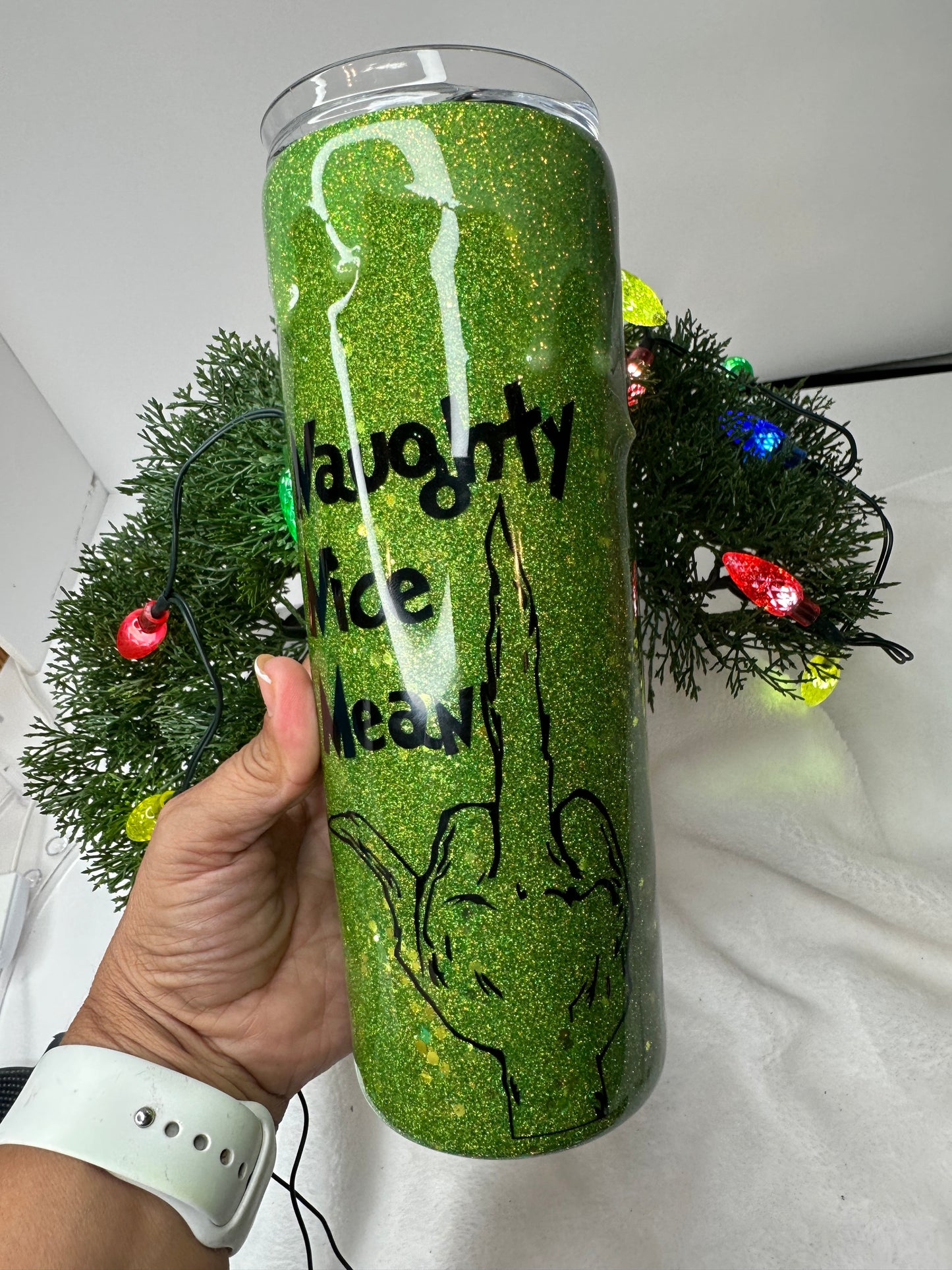 Grinch Epoxy Glitter Tumbler