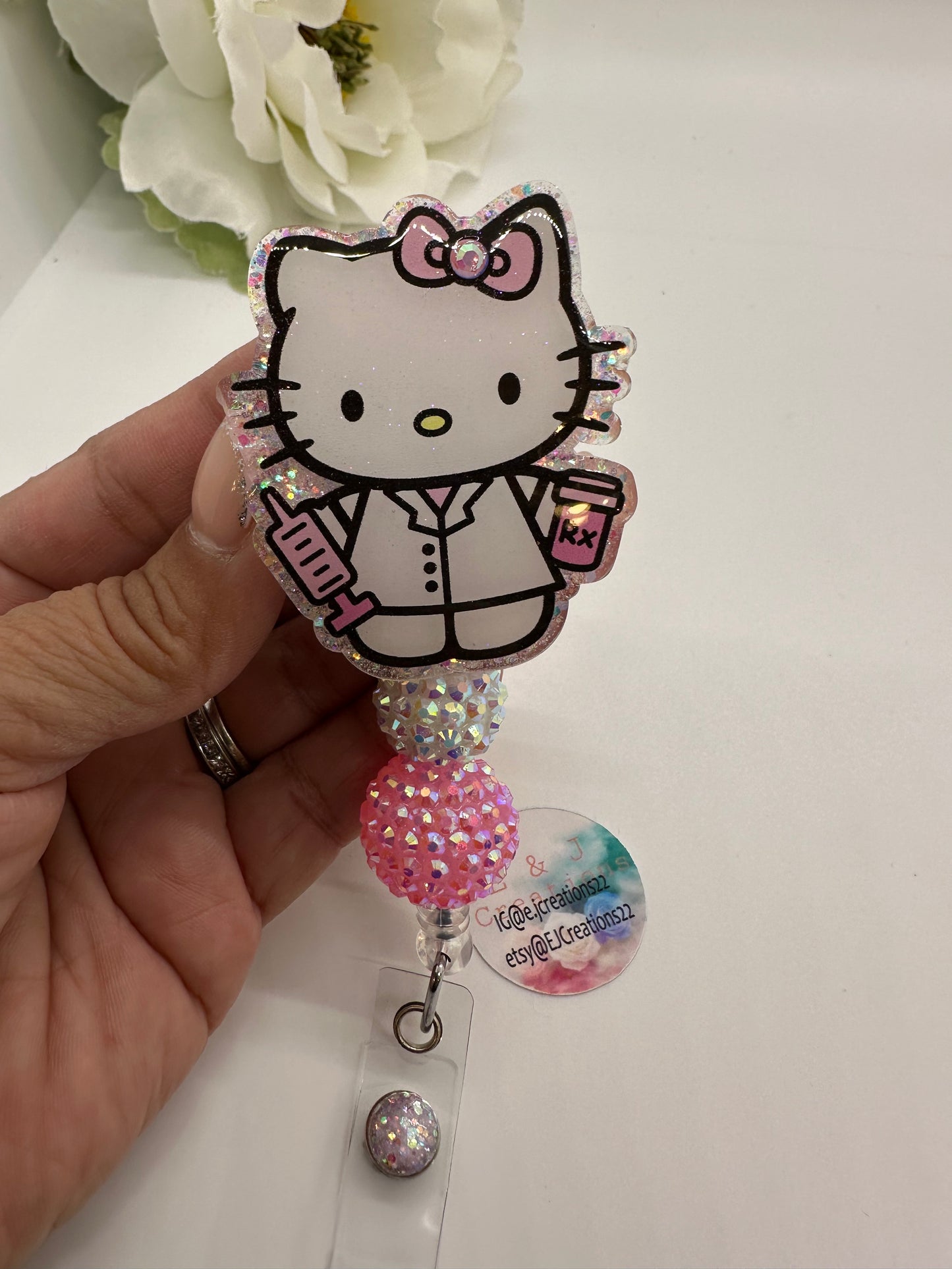 Kitty Pharmacy Tech/ Nurse Badge Reel