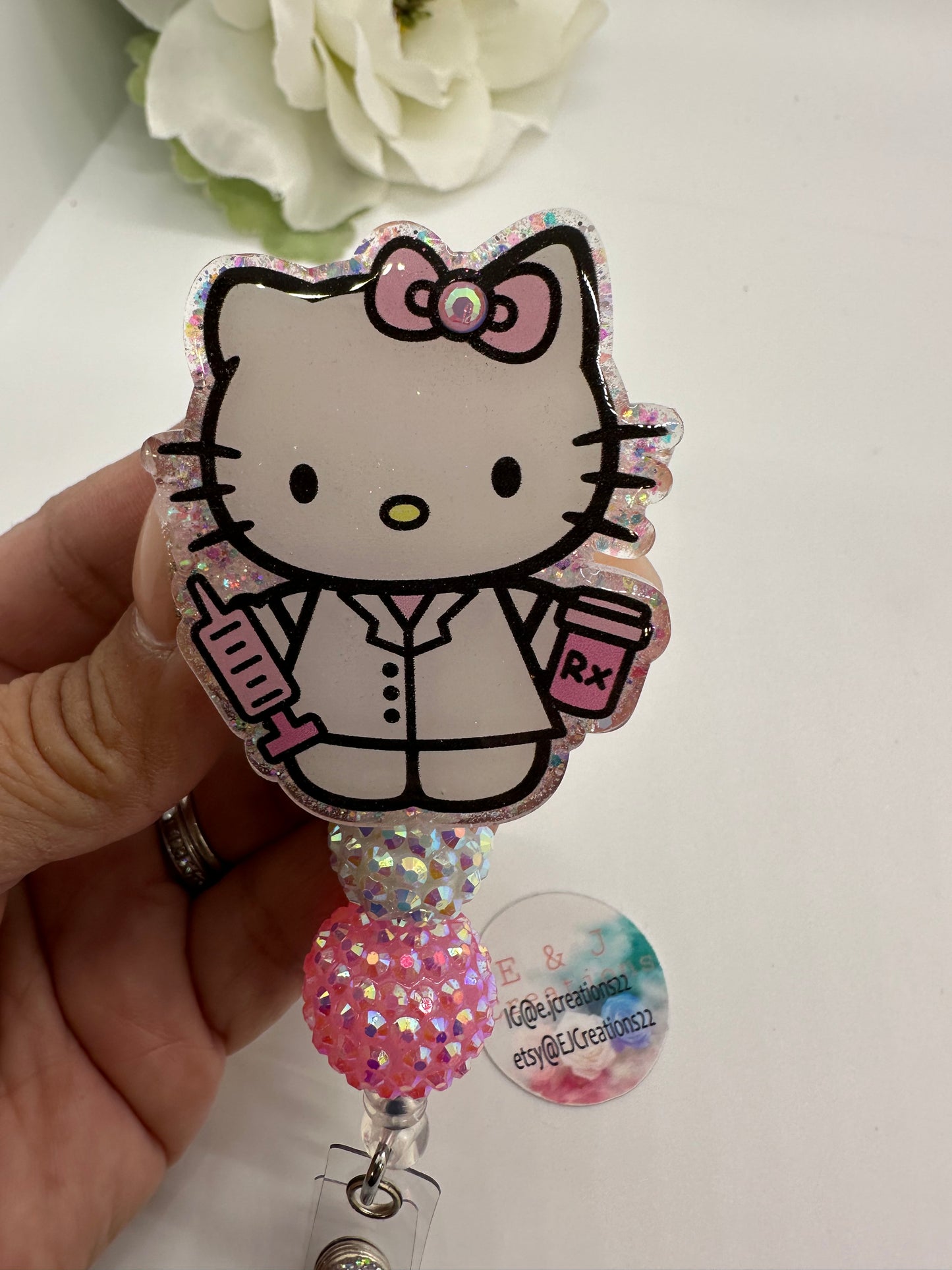 Kitty Pharmacy Tech/ Nurse Badge Reel