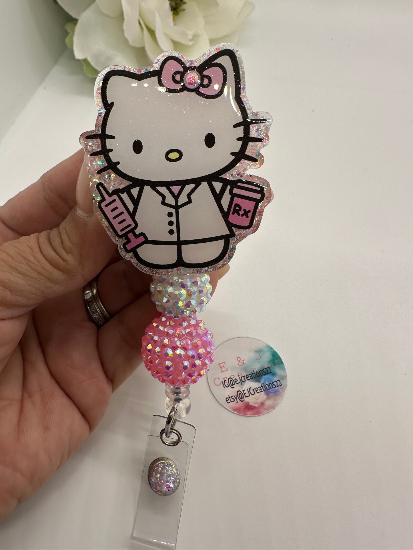 Kitty Pharmacy Tech/ Nurse Badge Reel