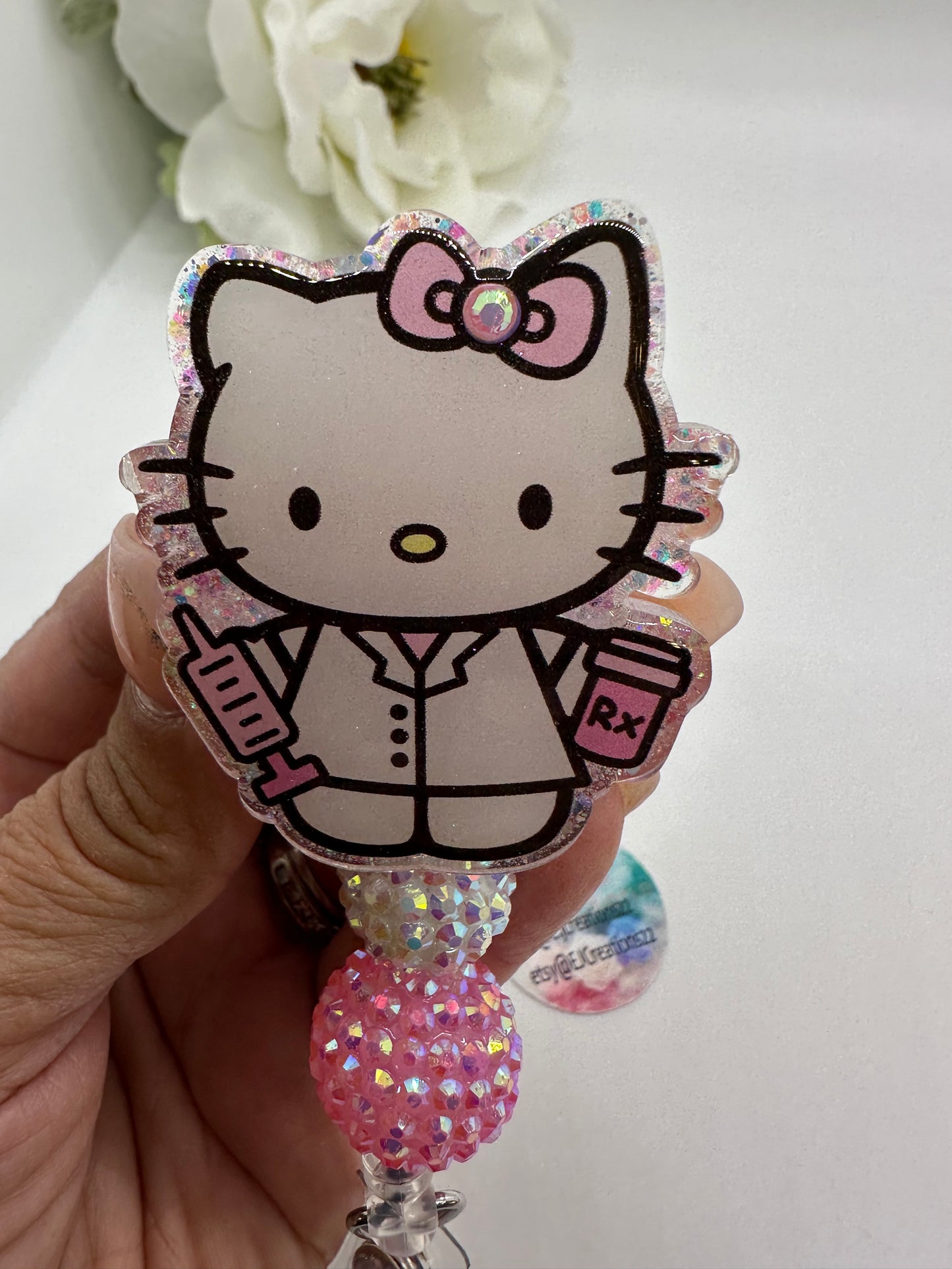 Kitty Pharmacy Tech/ Nurse Badge Reel