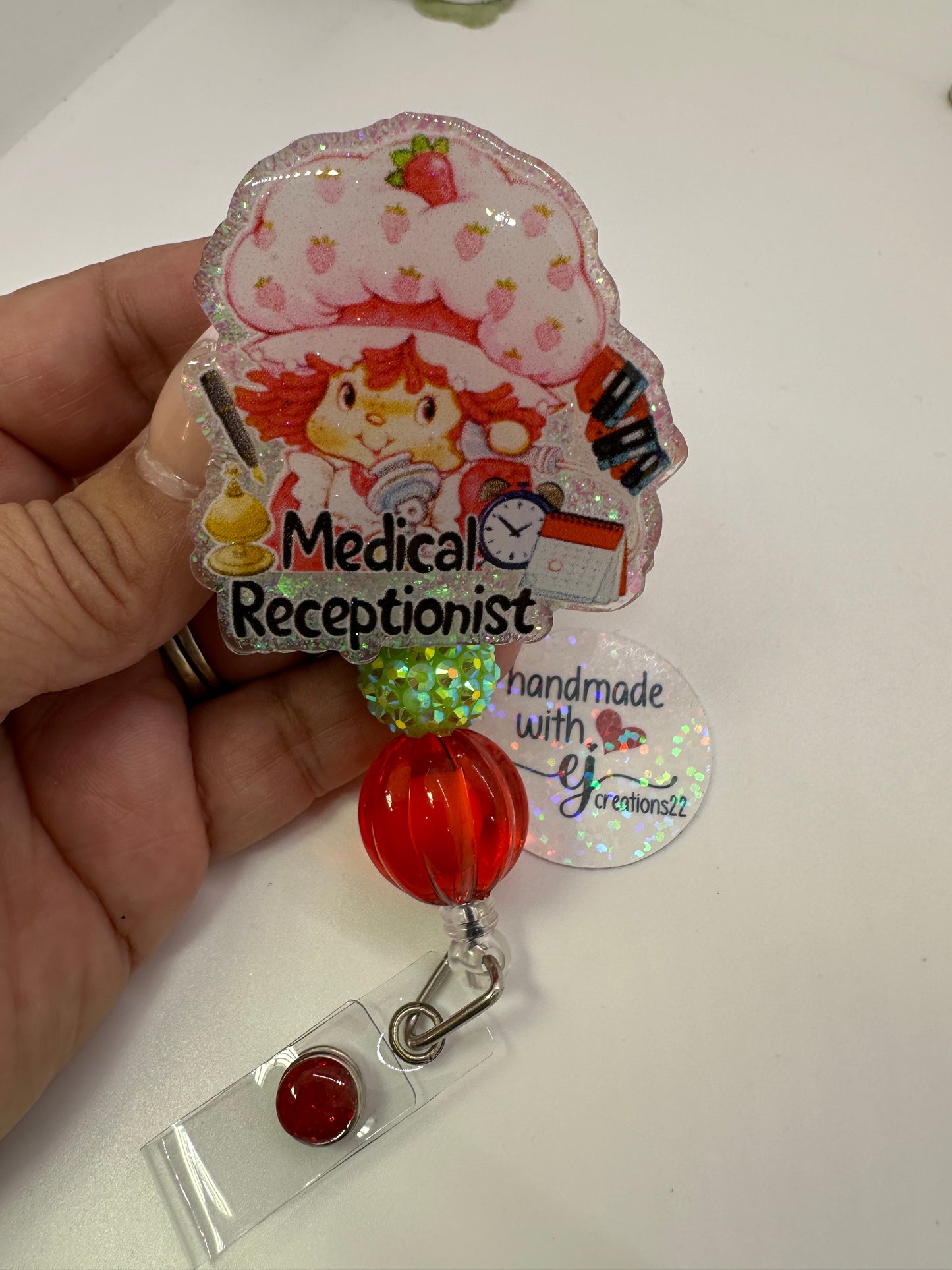 Medical Receptionist Strawberry Girl Badge Reel