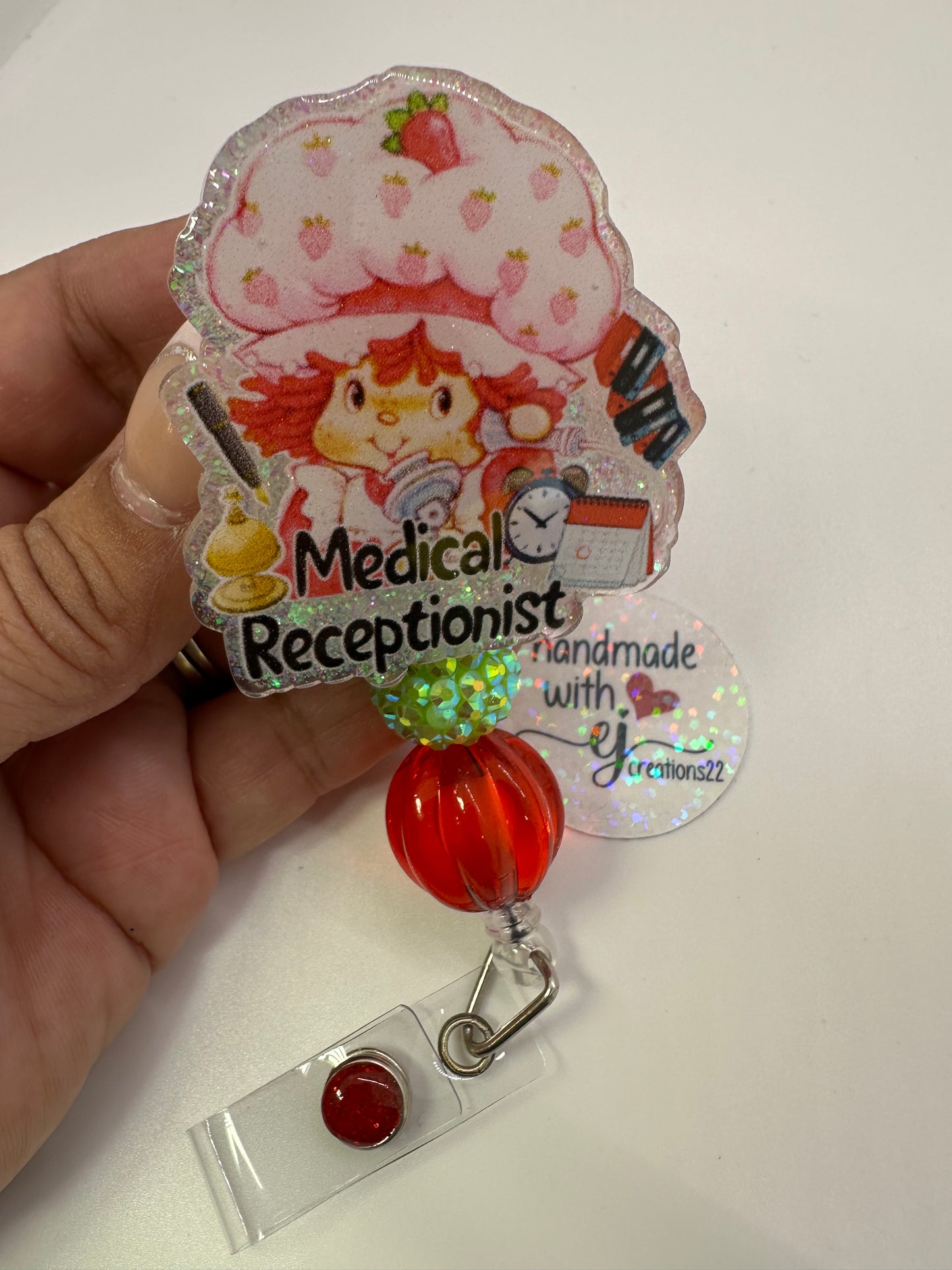 Medical Receptionist Strawberry Girl Badge Reel